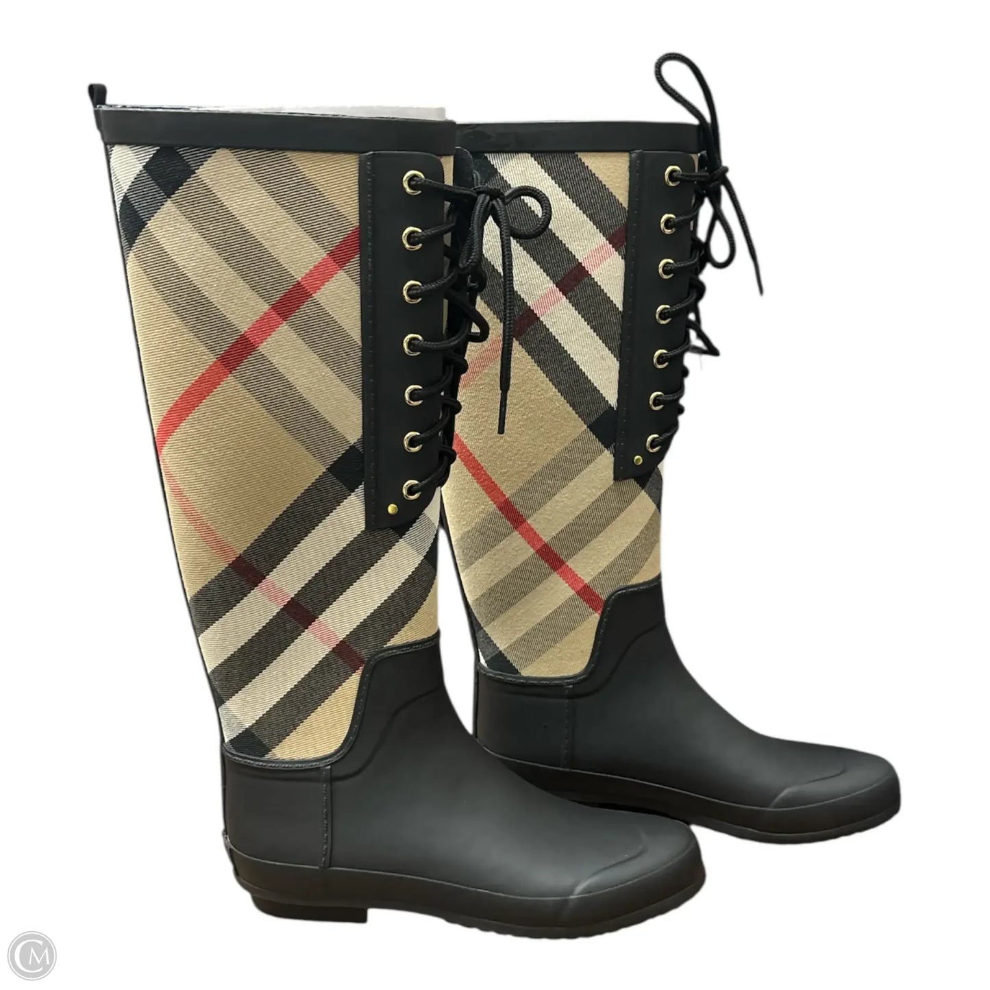 Boots Luxury Designer By Burberry In Plaid Pattern