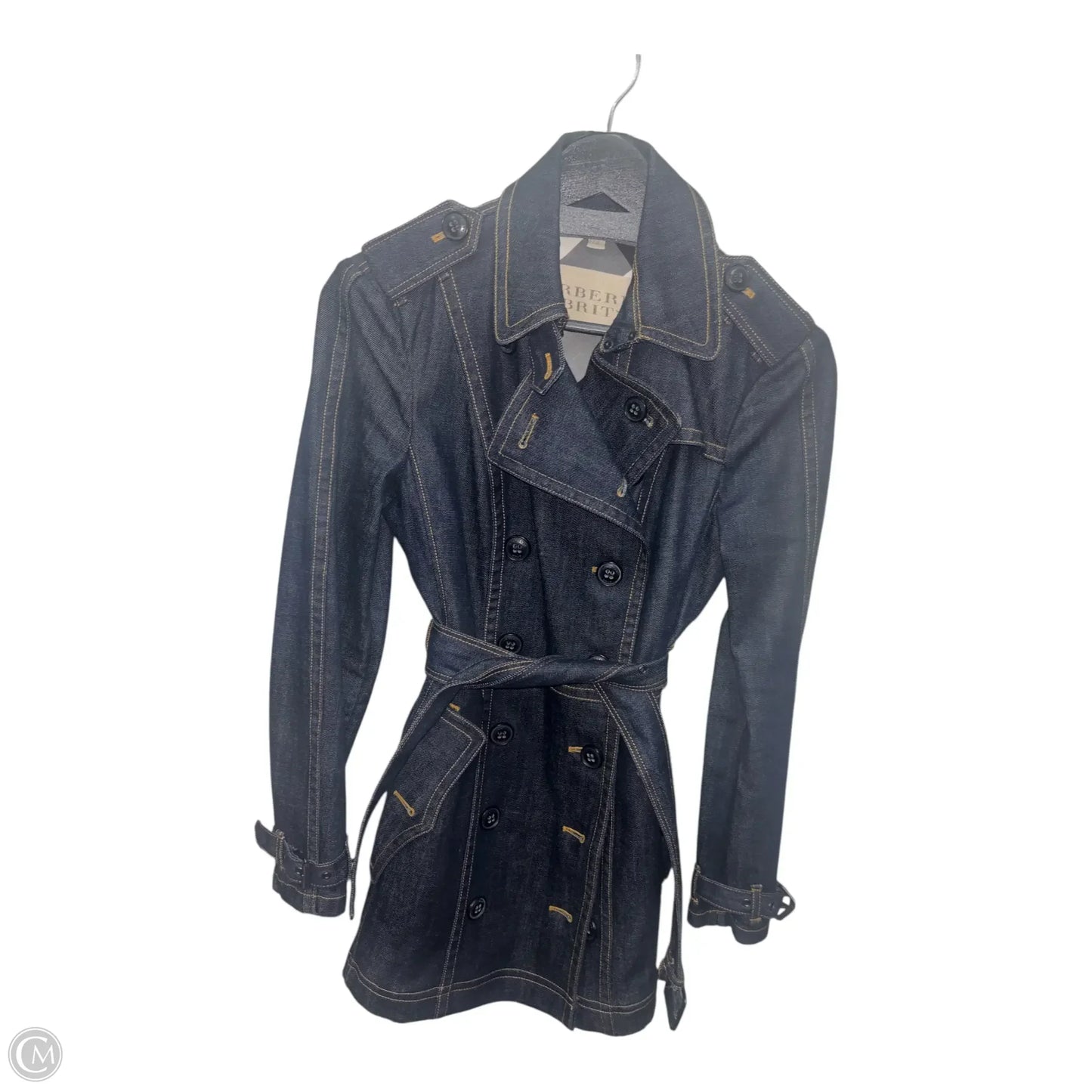 Jacket Luxury Designer By Burberry In Blue Denim, Size: 6