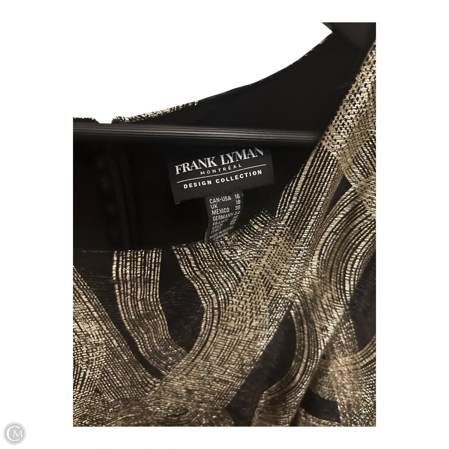 Dress Casual Midi By Frank Lyman In Black & Gold, Size: 16