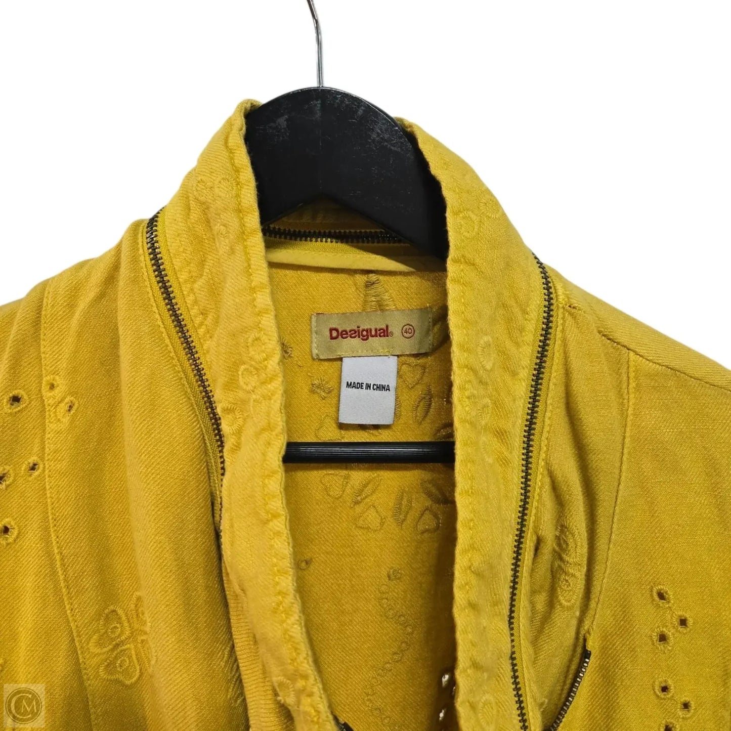 Jacket Denim By DESIGUAL In Yellow Denim, Size: M