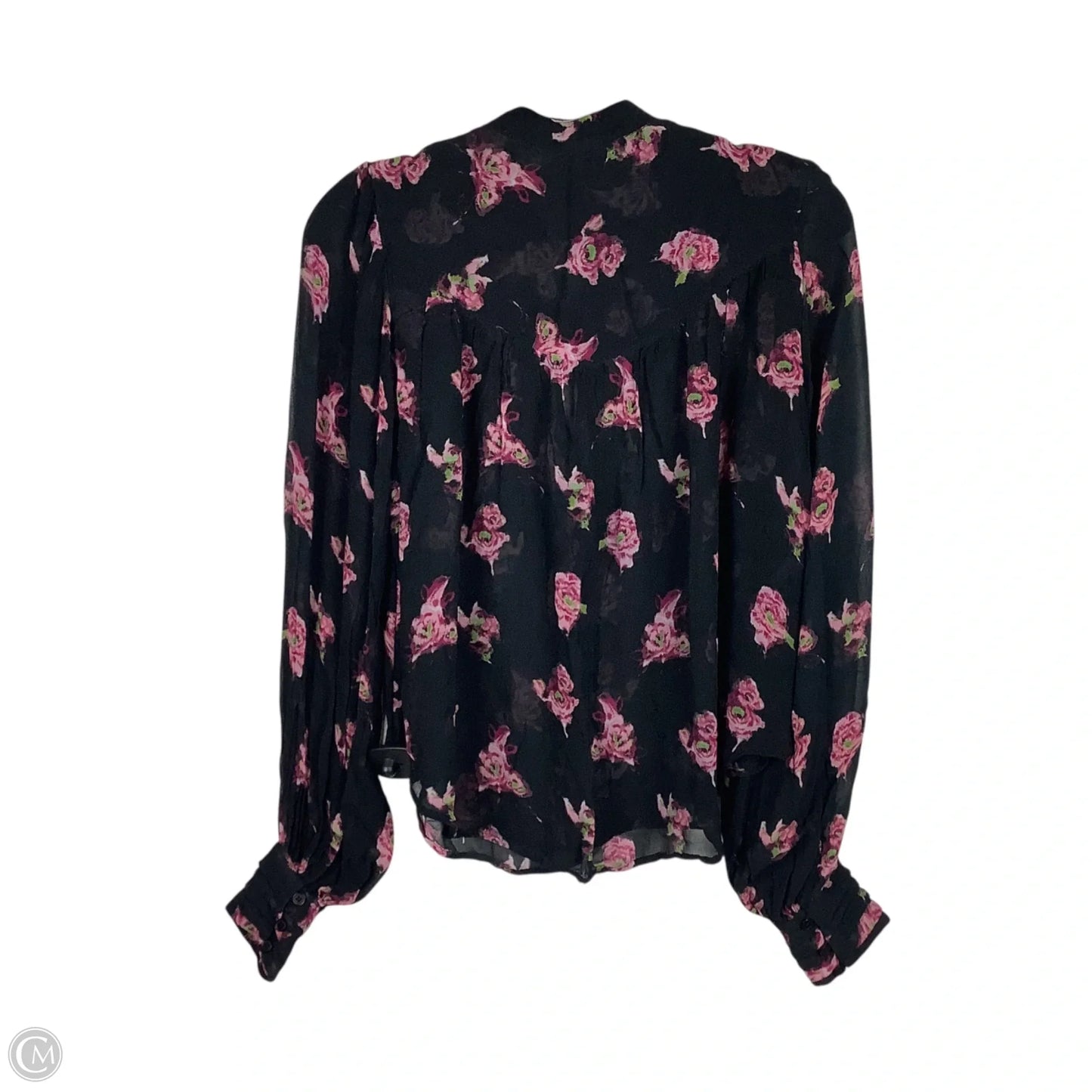 Top Long Sleeve By Anthropologie In Black & Pink, Size: Xs