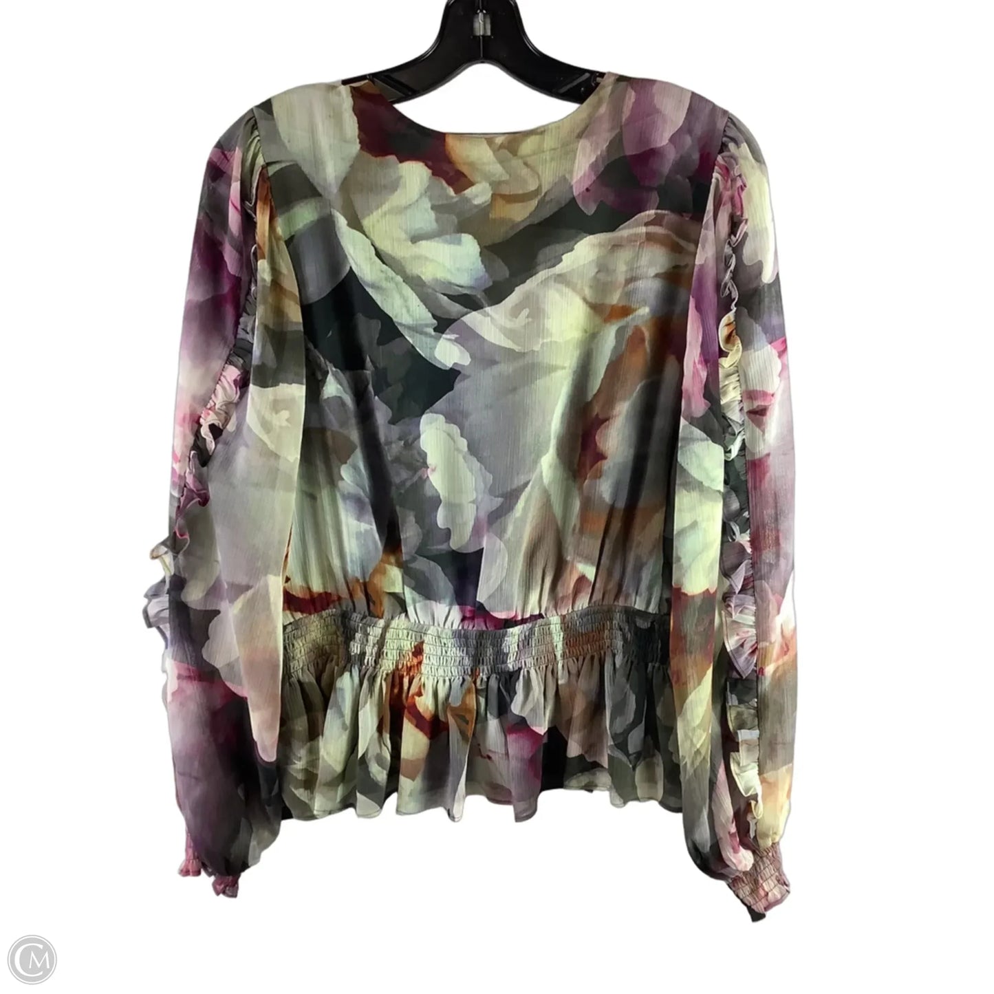 Top Long Sleeve By Express In Floral Print, Size: L