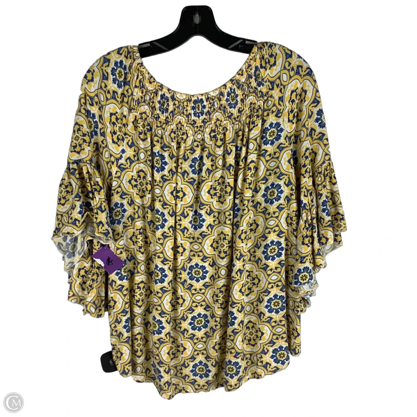 Top Short Sleeve By Cato In Yellow, Size: L