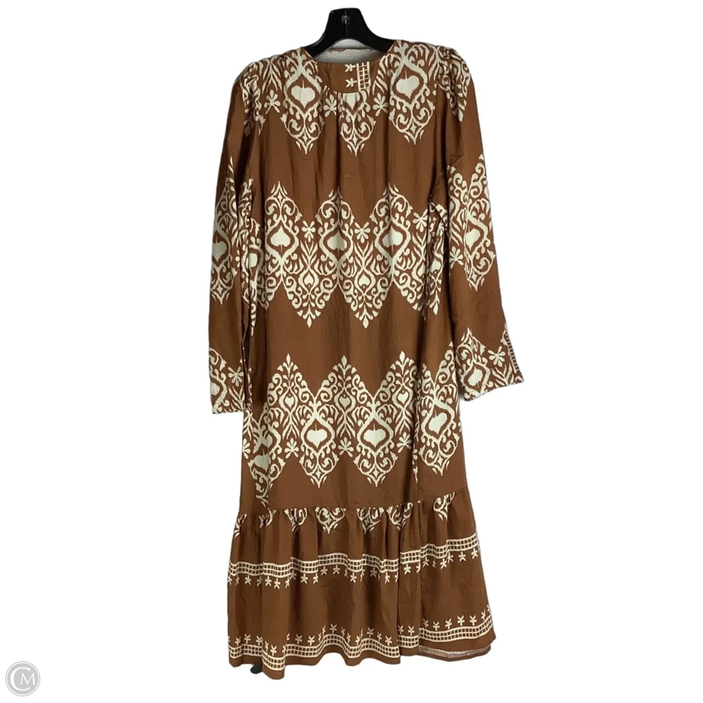 Dress Casual Midi By Gigio In Brown & Cream, Size: L