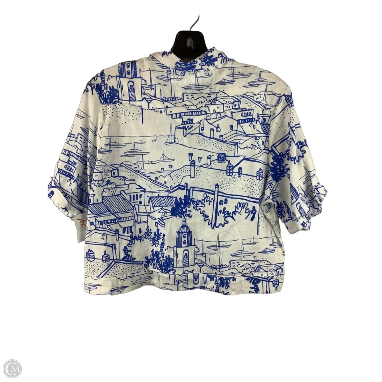 Top Short Sleeve By Calypso St Barth In Blue & White, Size: M