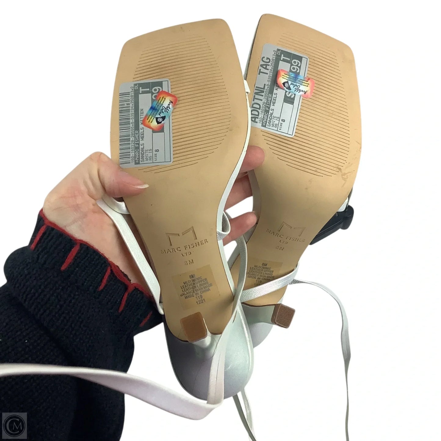 Sandals Heels Kitten By Marc Fisher In White, Size: 8