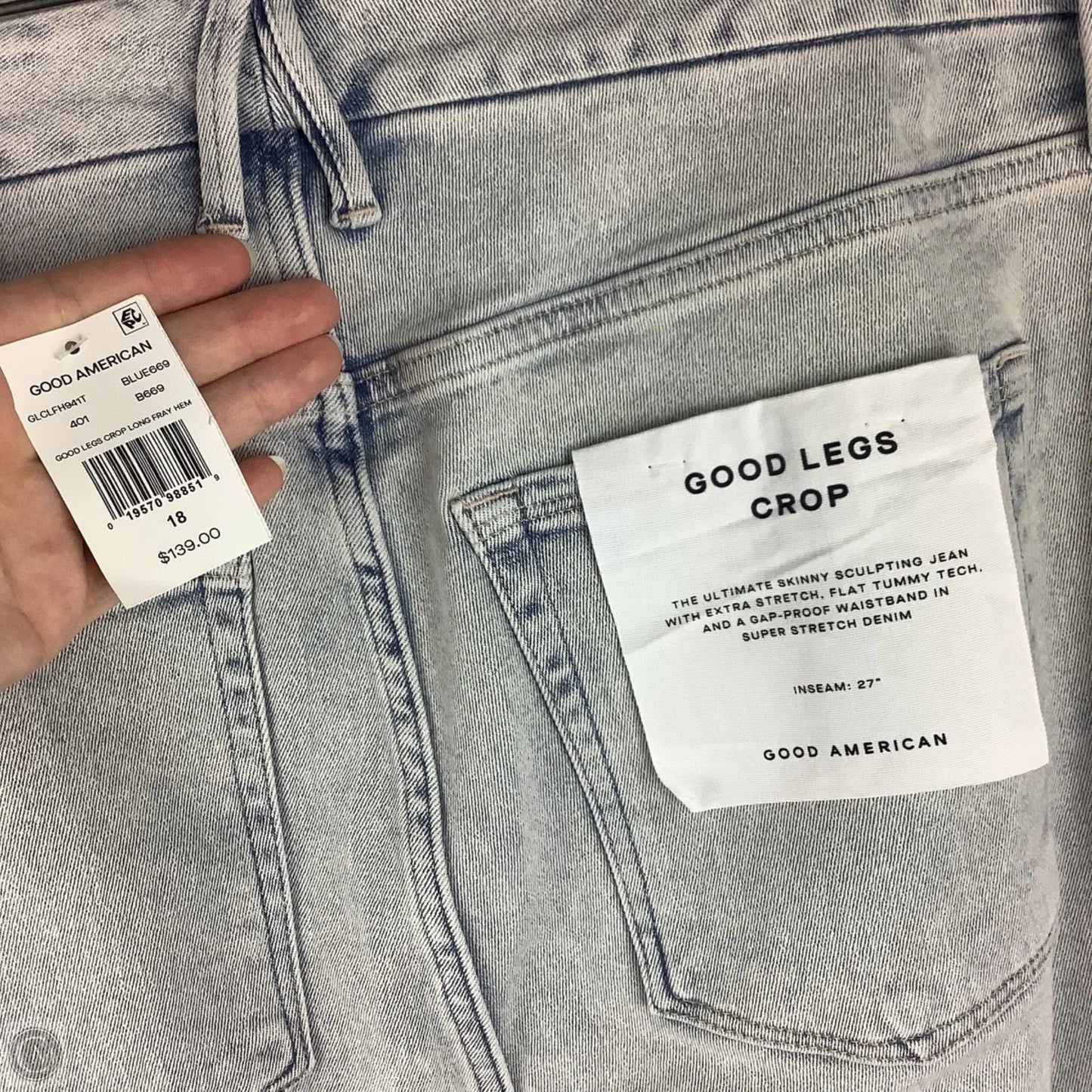 Jeans Straight By Good American In Blue Denim, Size: 18