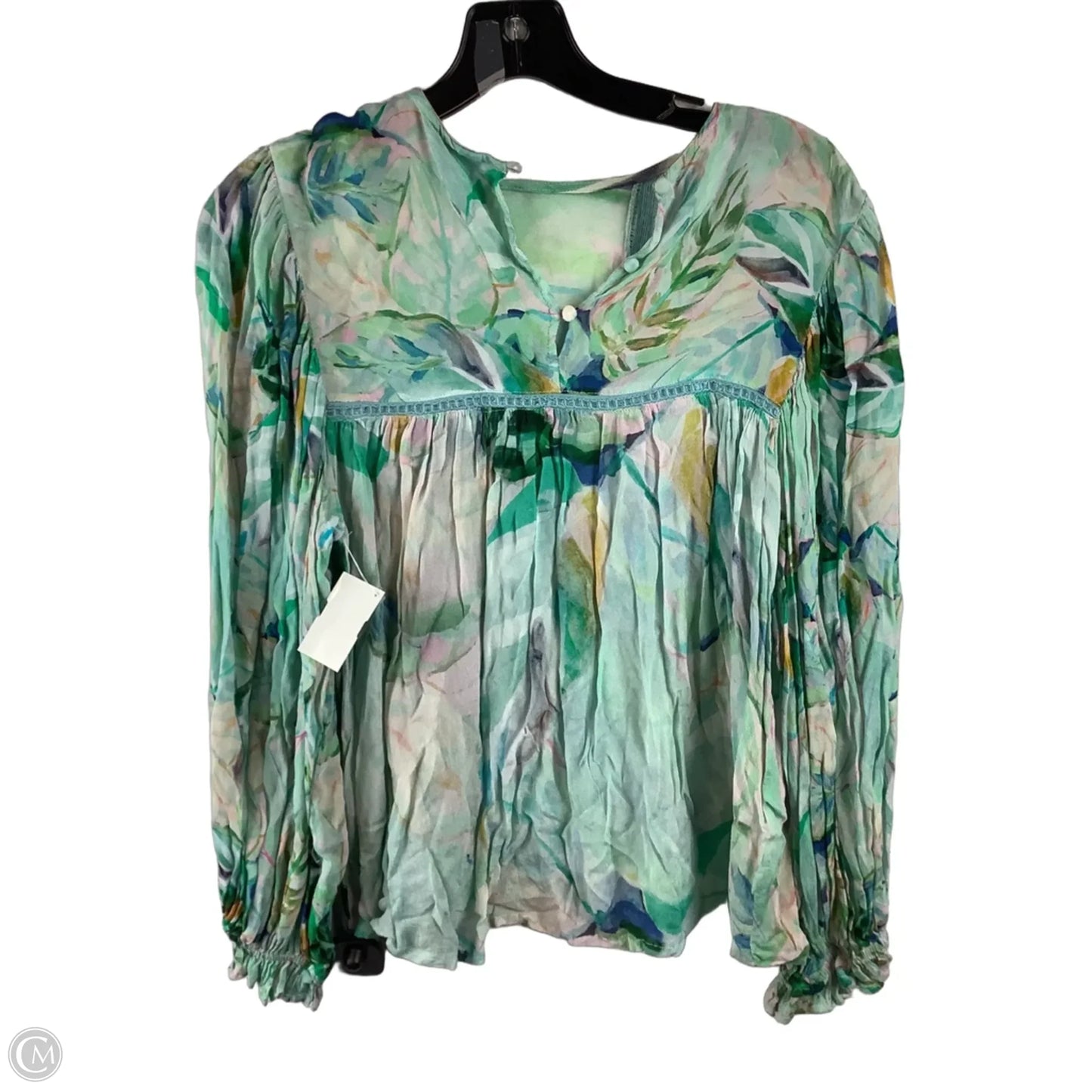 Top Long Sleeve By Bl-nk In Green, Size: S