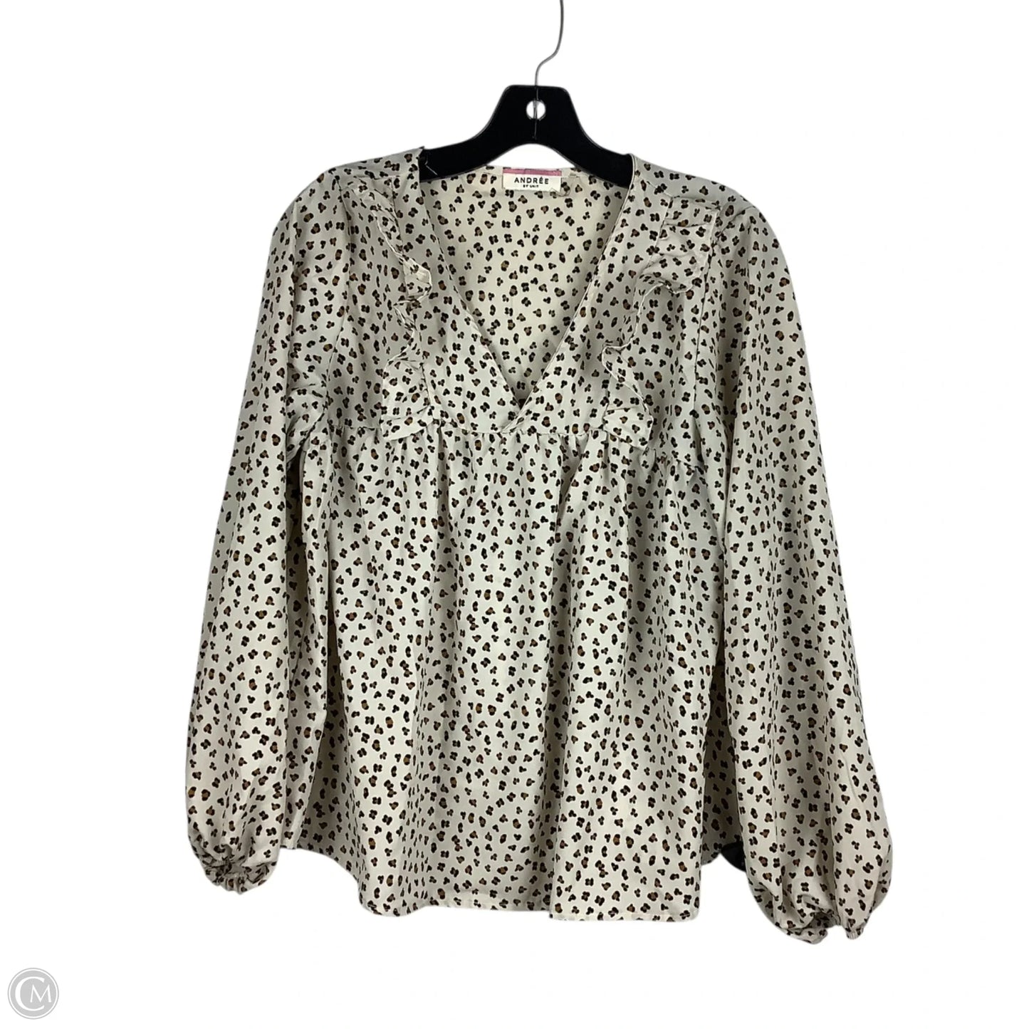 Top Long Sleeve By Andree By Unit In Animal Print, Size: S
