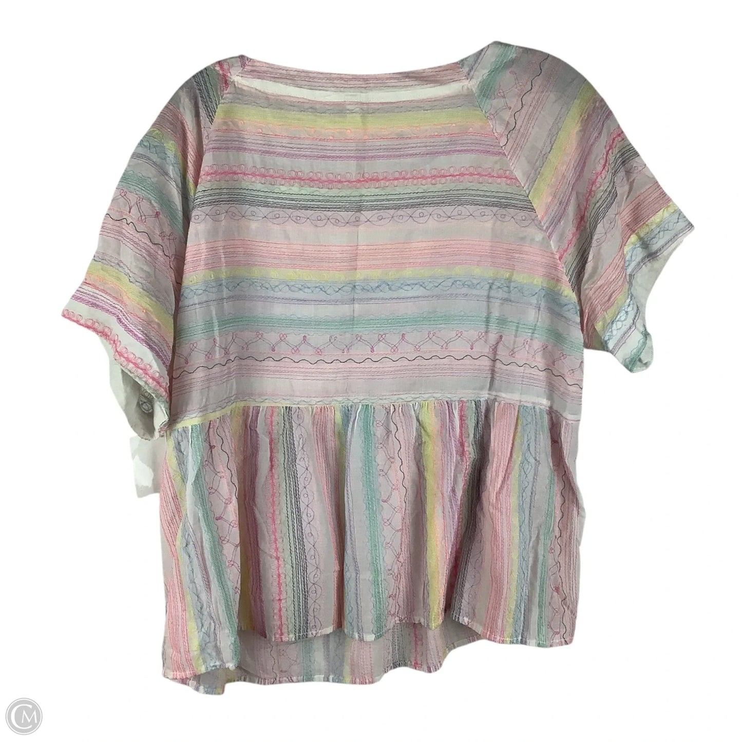 Top Short Sleeve By Anthropologie In Multi-colored, Size: M