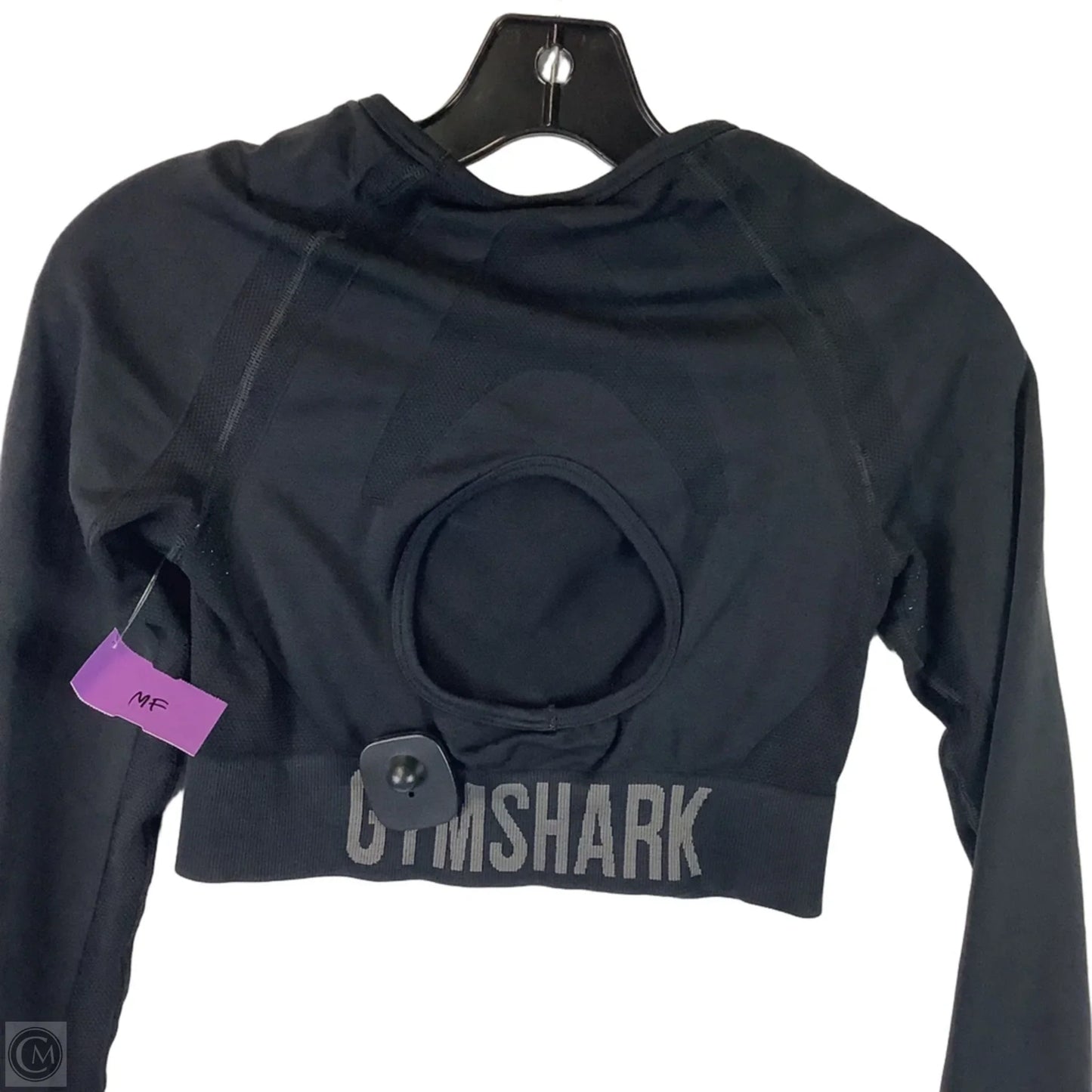 Athletic Top Long Sleeve Collar By Gym Shark In Black, Size: M