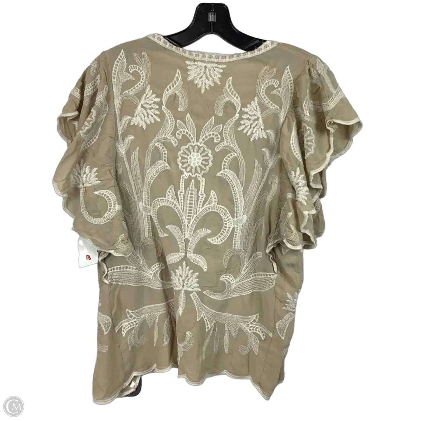 Top Short Sleeve By Solitaire In Beige, Size: M