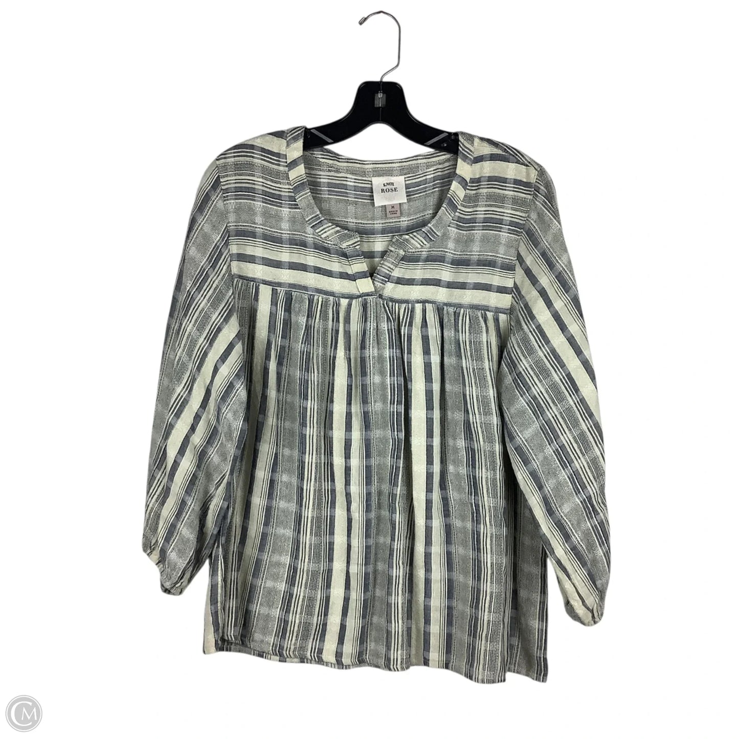 Top 3/4 Sleeve By Knox Rose In Striped Pattern, Size: M