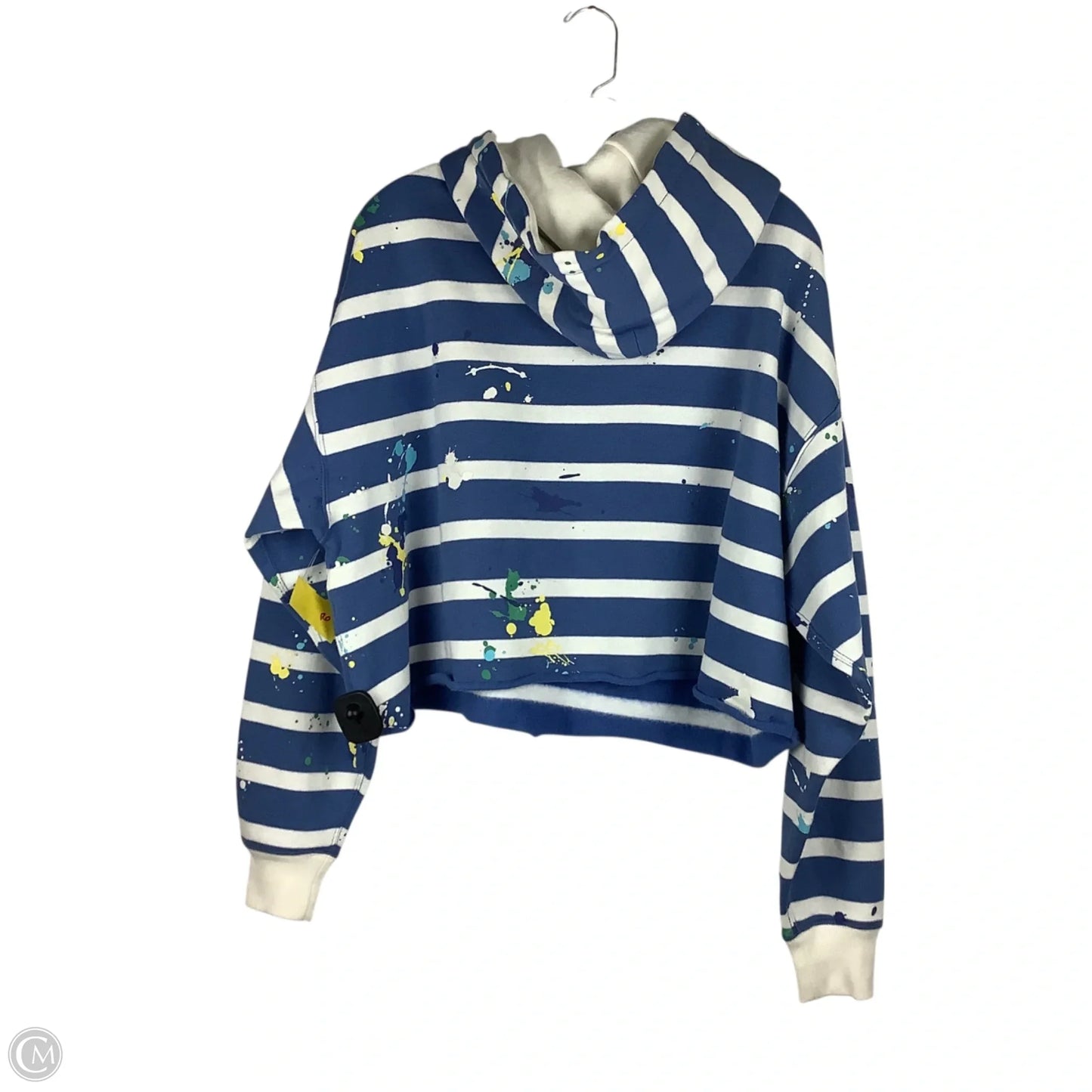 Sweatshirt Hoodie By Polo Ralph Lauren In Blue & White, Size: M