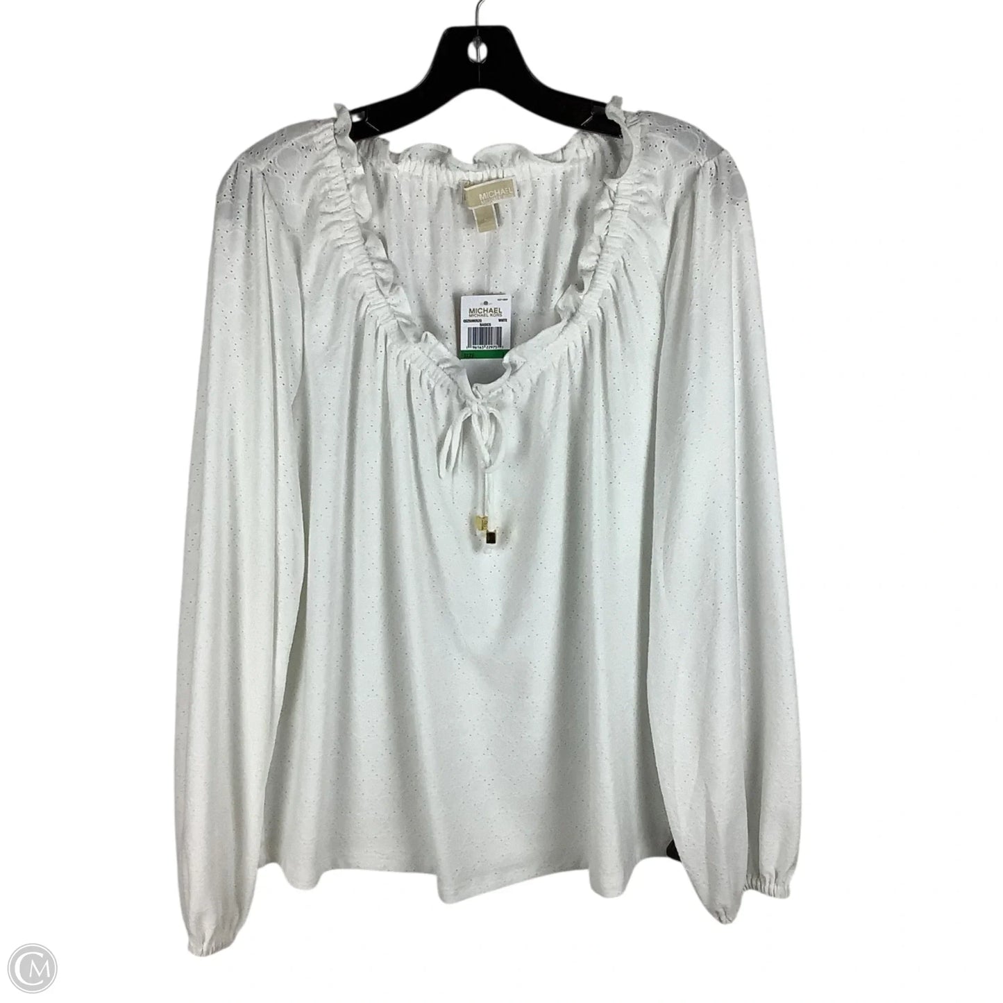 Top Long Sleeve Designer By Michael Kors In White, Size: L