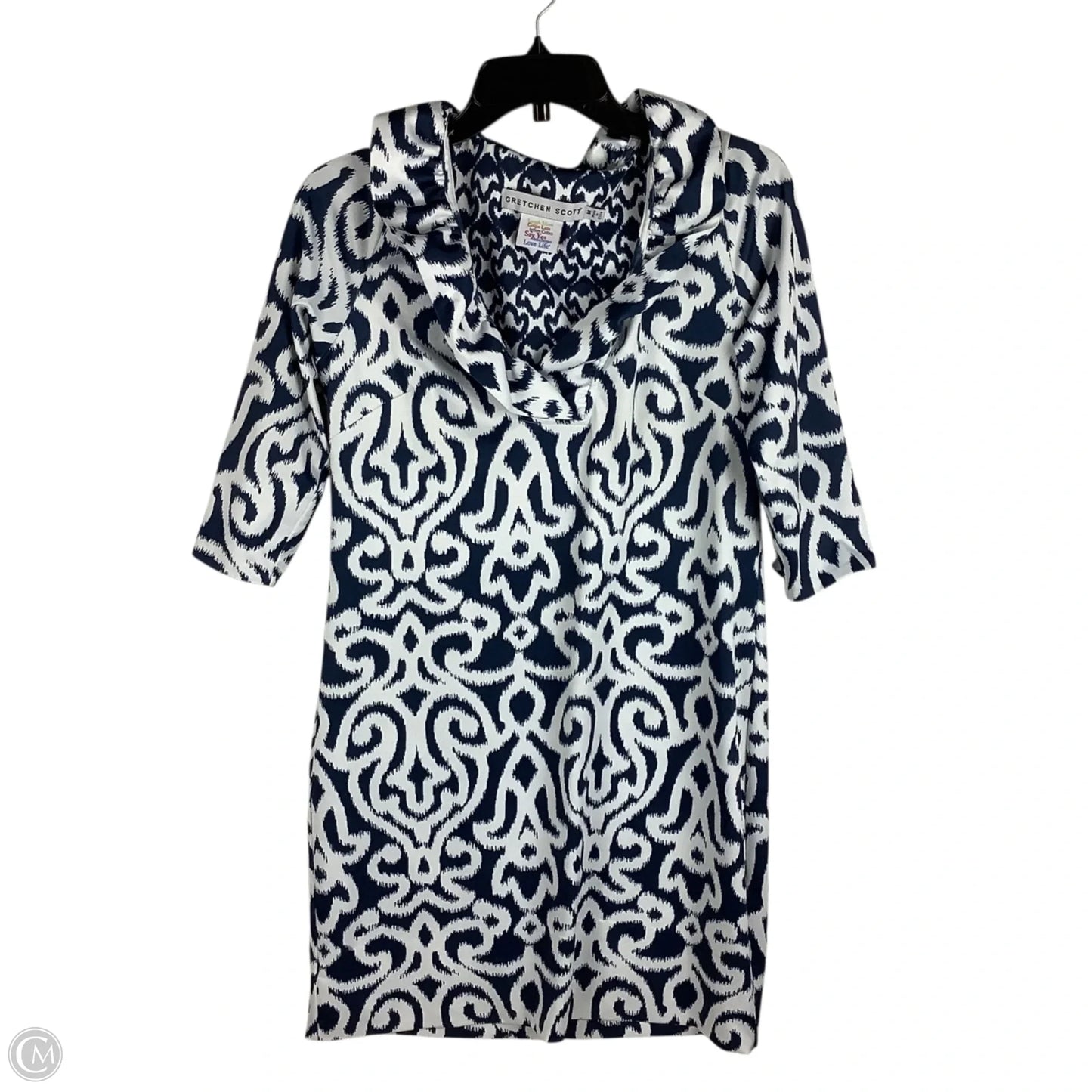 Dress Casual Midi By Gretchen Scott In Blue & White, Size: M
