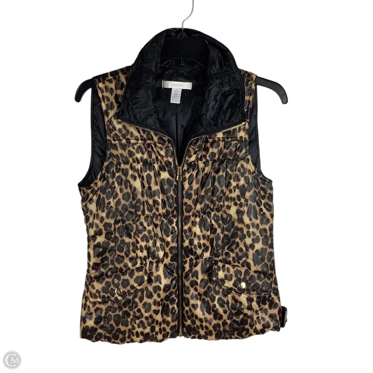 Vest Puffer & Quilted By Chicos In Animal Print, Size: XS/S (brand size 0)