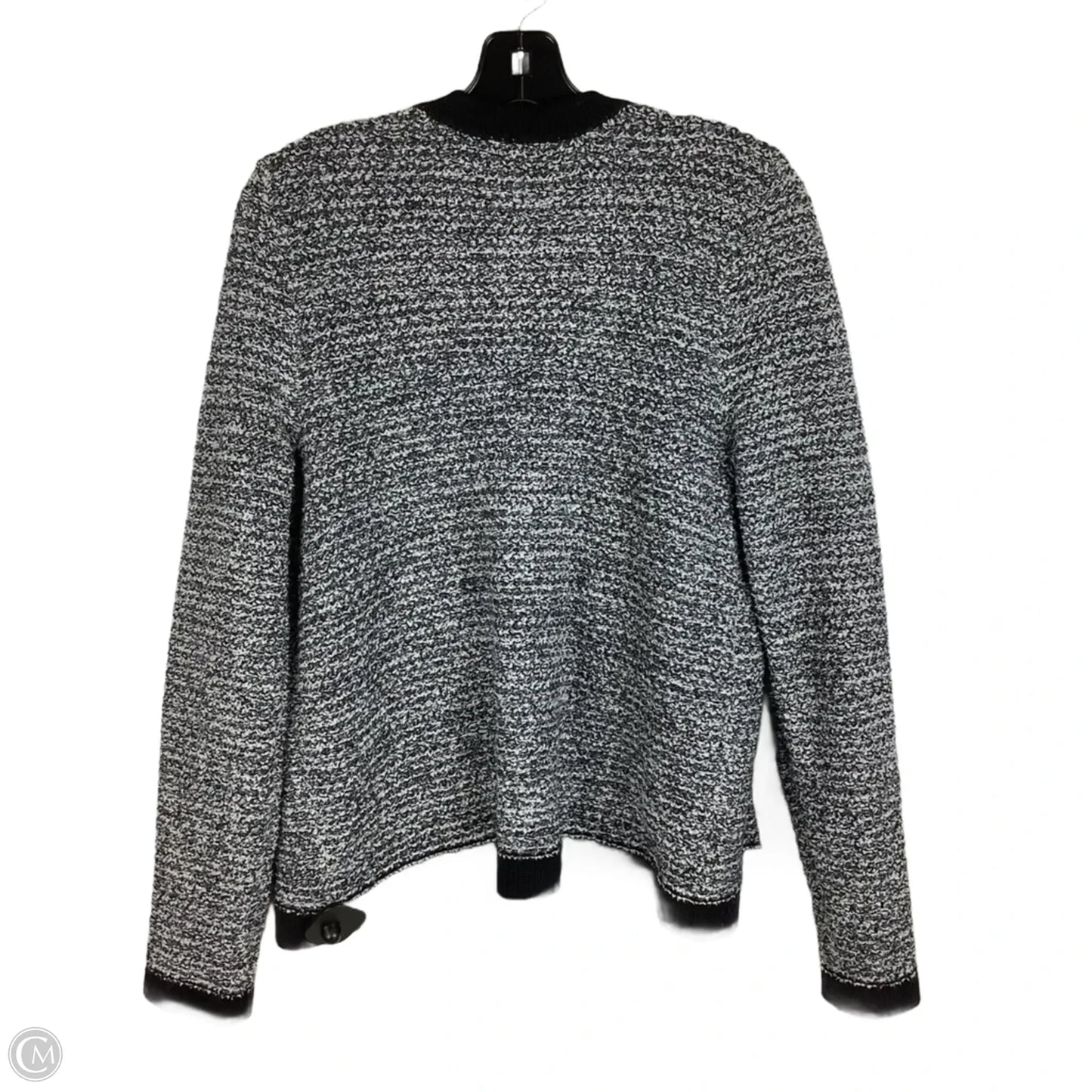 Sweater Cardigan By Loft In Black & White, Size: L