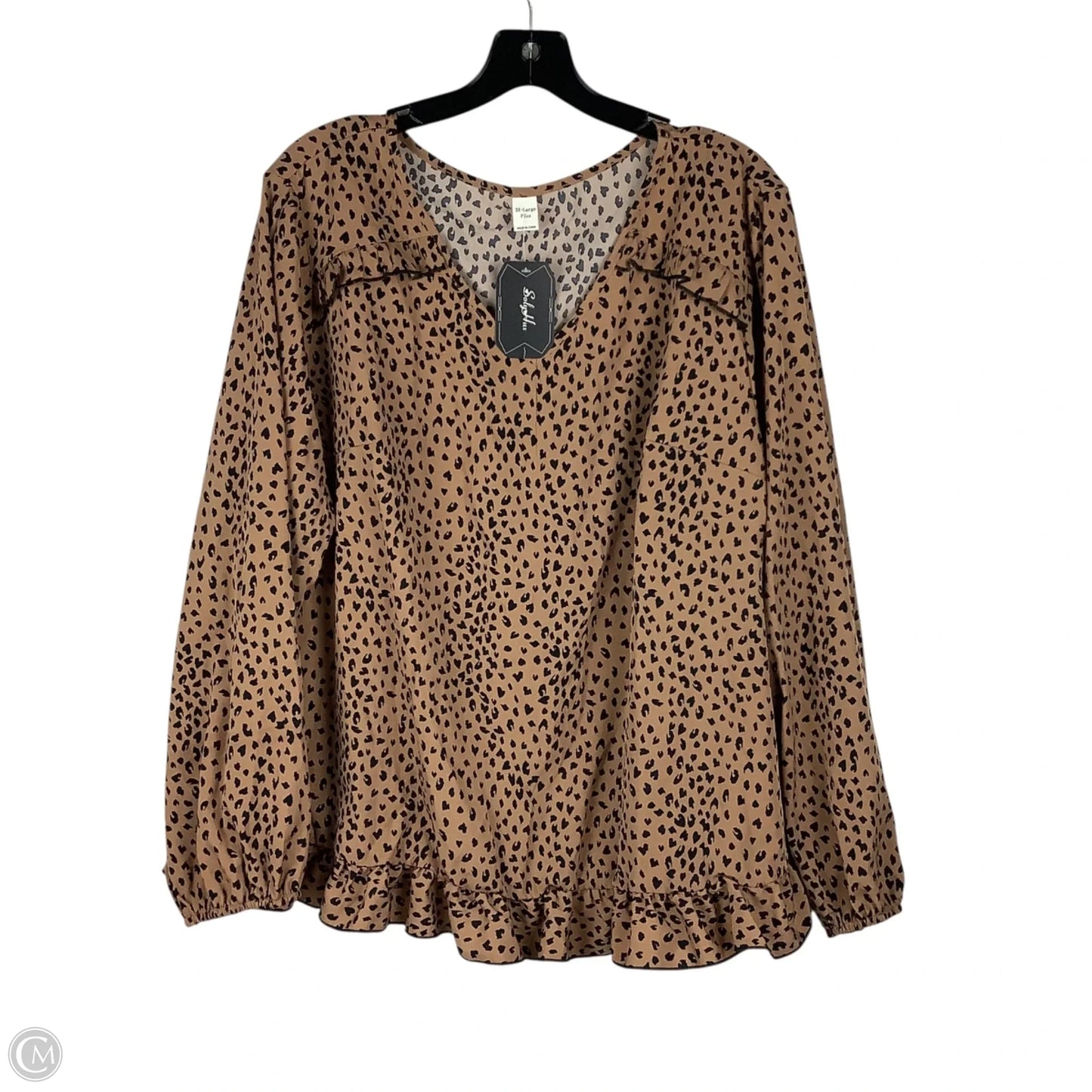 Top Long Sleeve By Cmc In Animal Print, Size: 3x