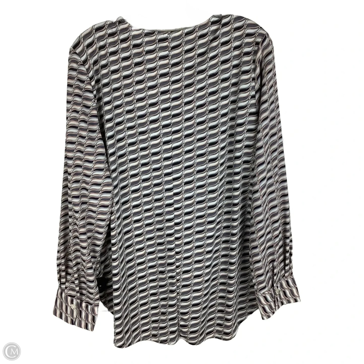 Top Long Sleeve By Ann Taylor In Blue & White, Size: Xl