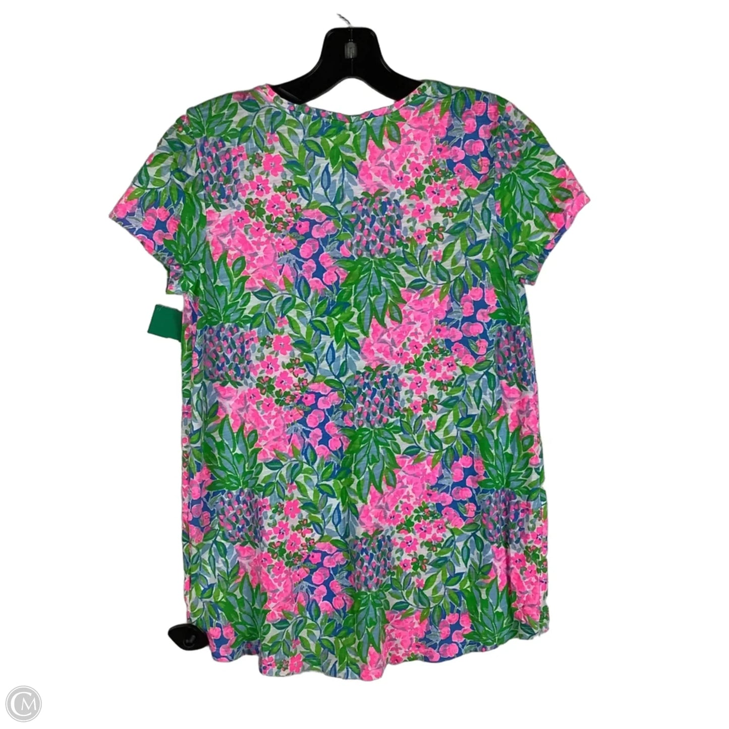 Top Short Sleeve Designer By Lilly Pulitzer In Green & Pink, Size: Xs