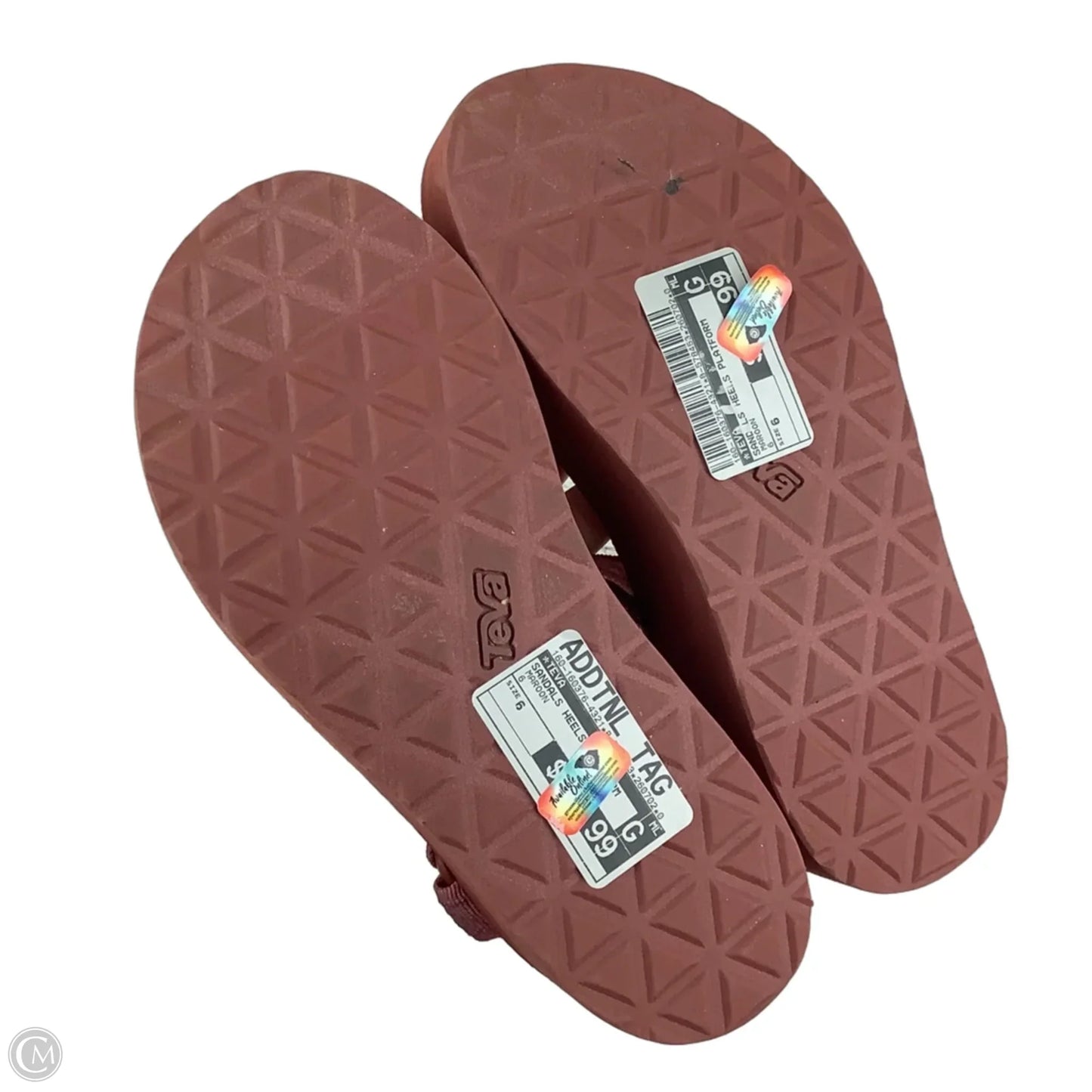 Sandals Heels Platform By Teva In Maroon, Size: 6
