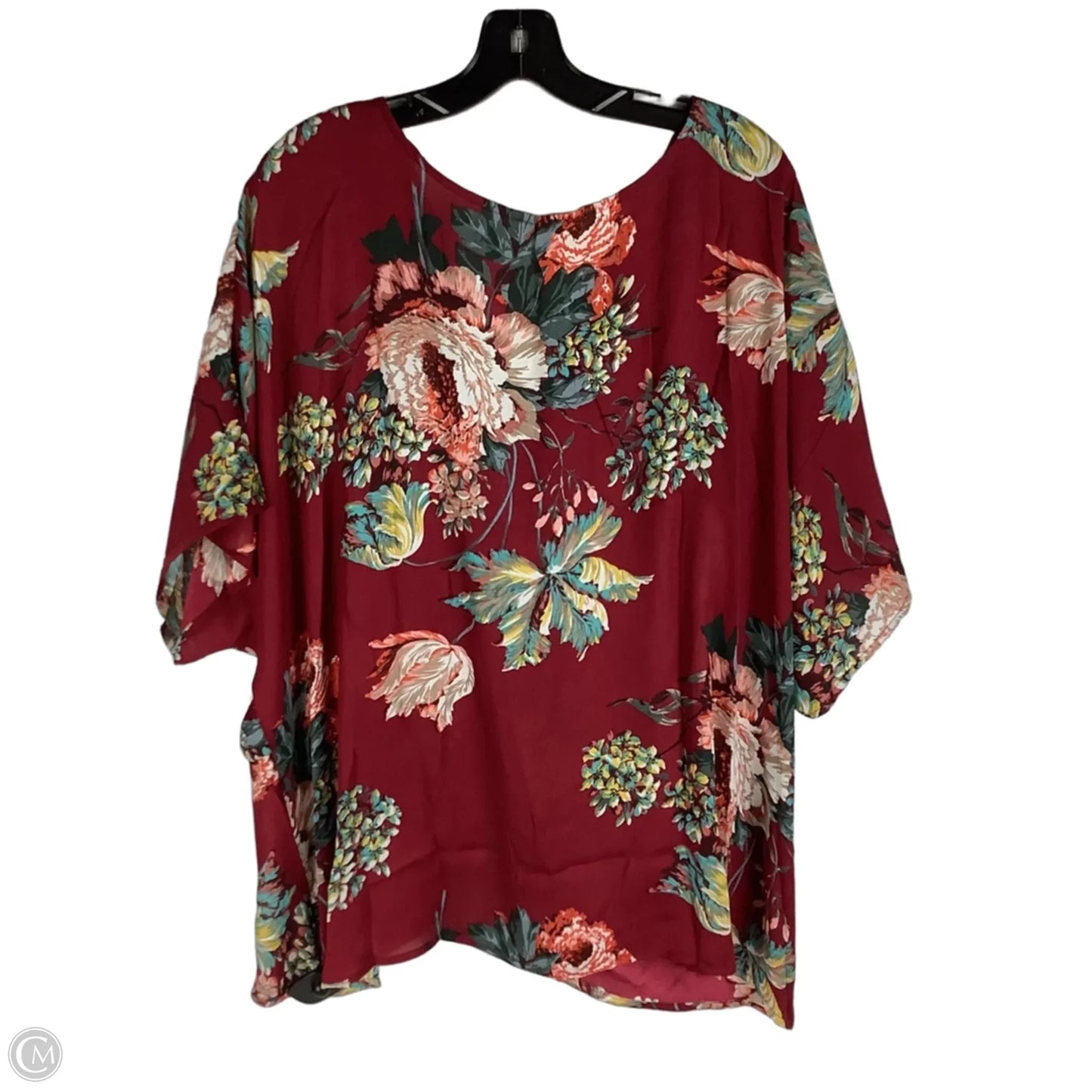 Top Short Sleeve By Umgee In Floral Print, Size: 2x