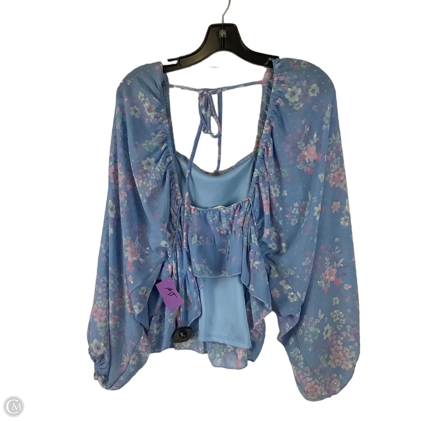 Top Long Sleeve By Dress Up In Blue & Pink, Size: L