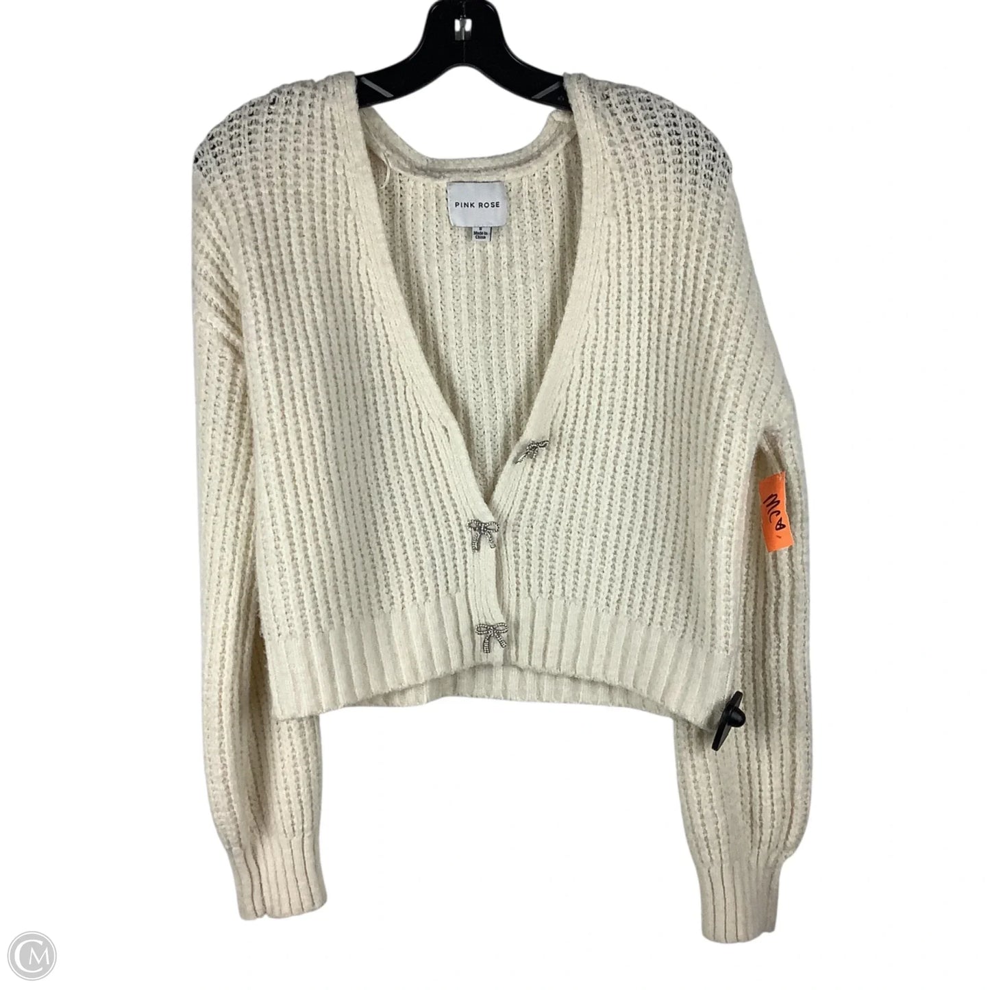 Sweater Cardigan By Pink Rose In Cream, Size: S