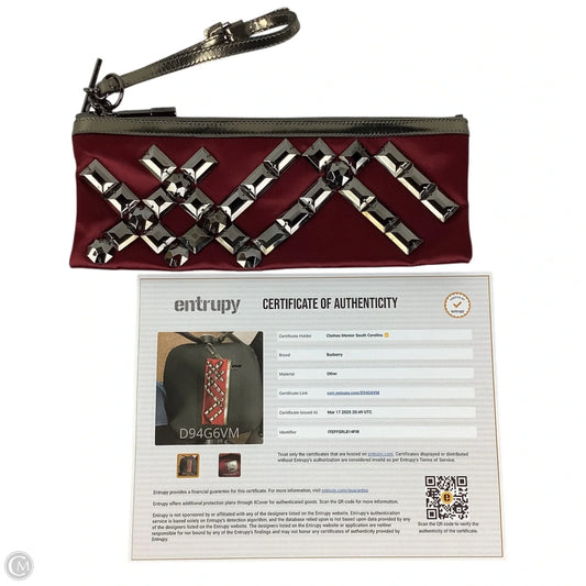 Clutch Luxury Designer By Burberry, Size: Medium