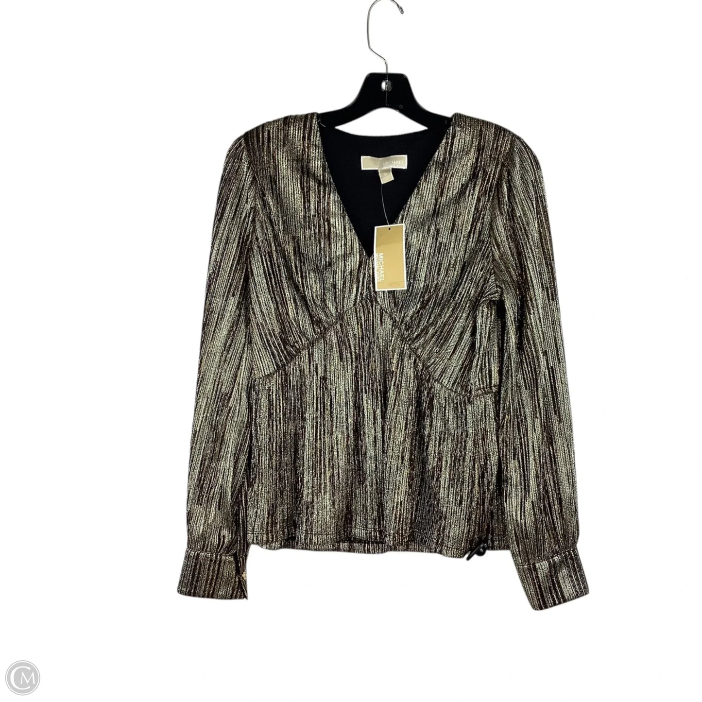 Top Long Sleeve By Michael By Michael Kors In Black & Gold, Size: M