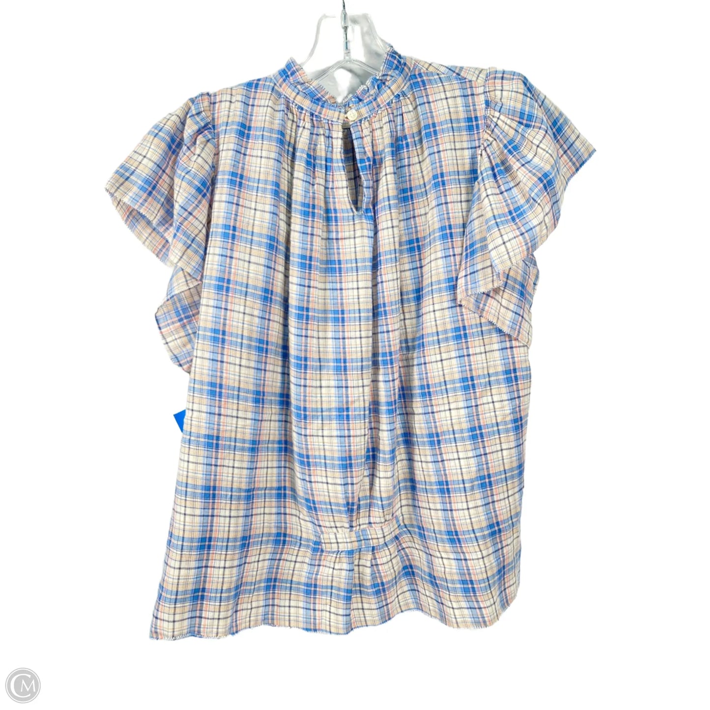 Top Short Sleeve By Birds Of Paradis By Trovata In Blue & Cream, Size: Xs
