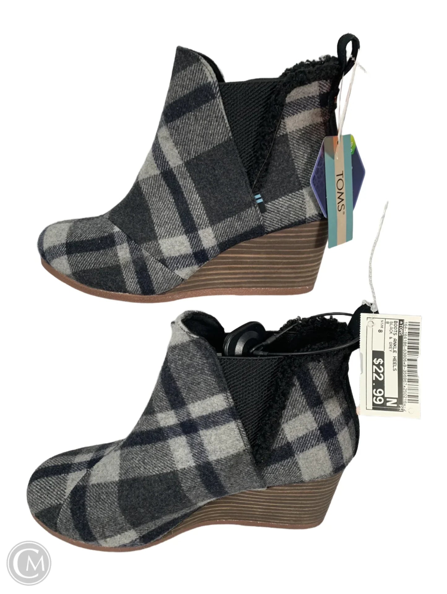 Boots Ankle Heels By Toms In Black & Grey, Size: 8
