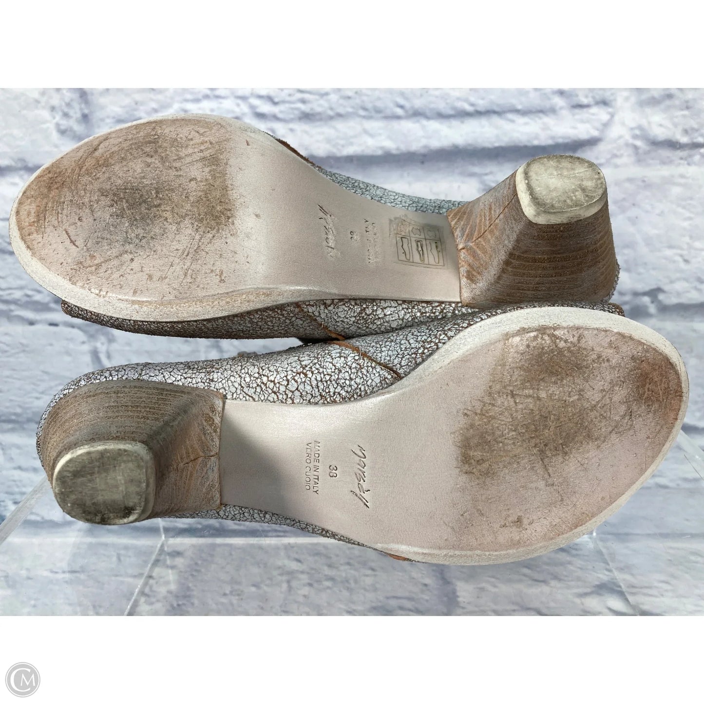 Boots Ankle Heels By Clothes Mentor In Brown & Cream, Size: 7.5