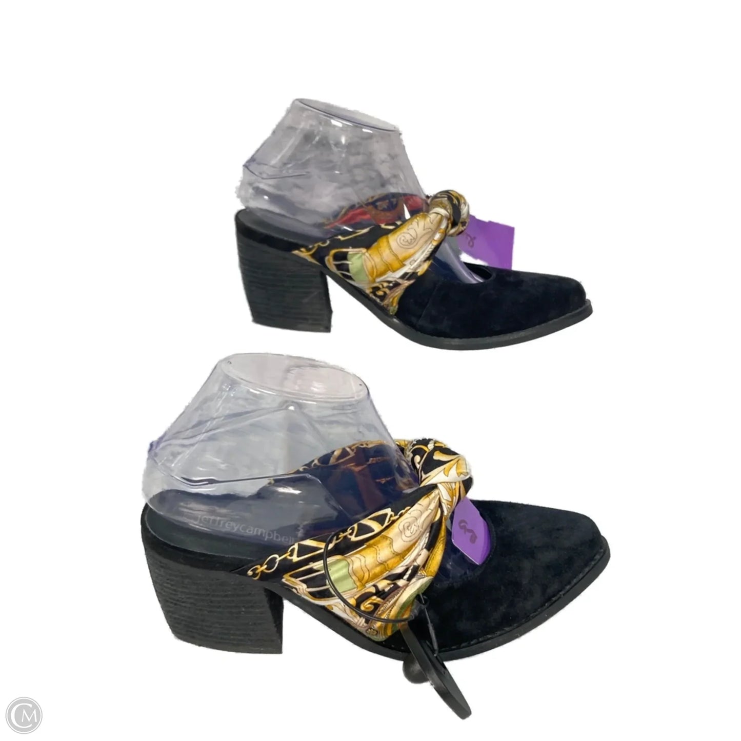 Shoes Heels Block By Jeffery Campbell In Black & Gold, Size: 7.5