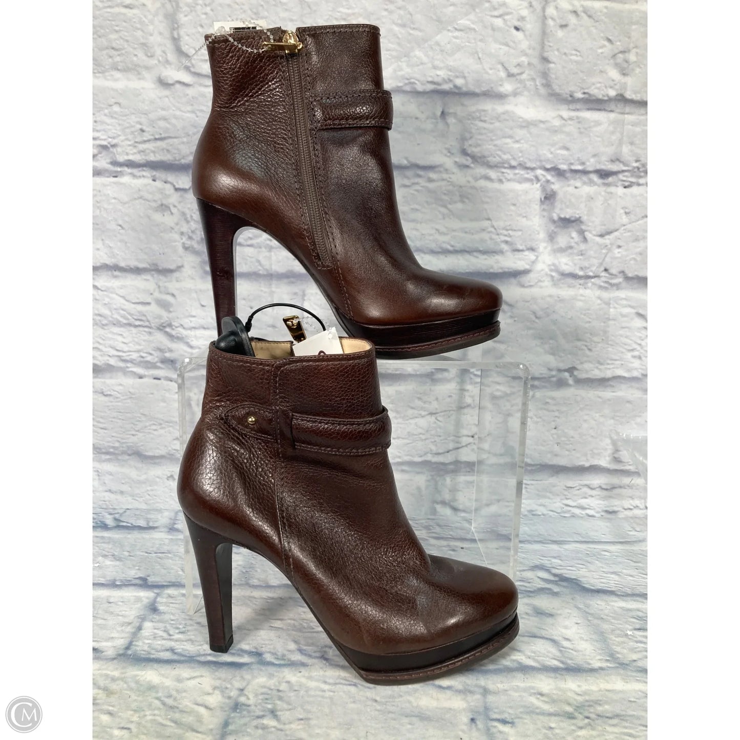 Boots Ankle Heels By Talbots In Brown, Size: 7.5
