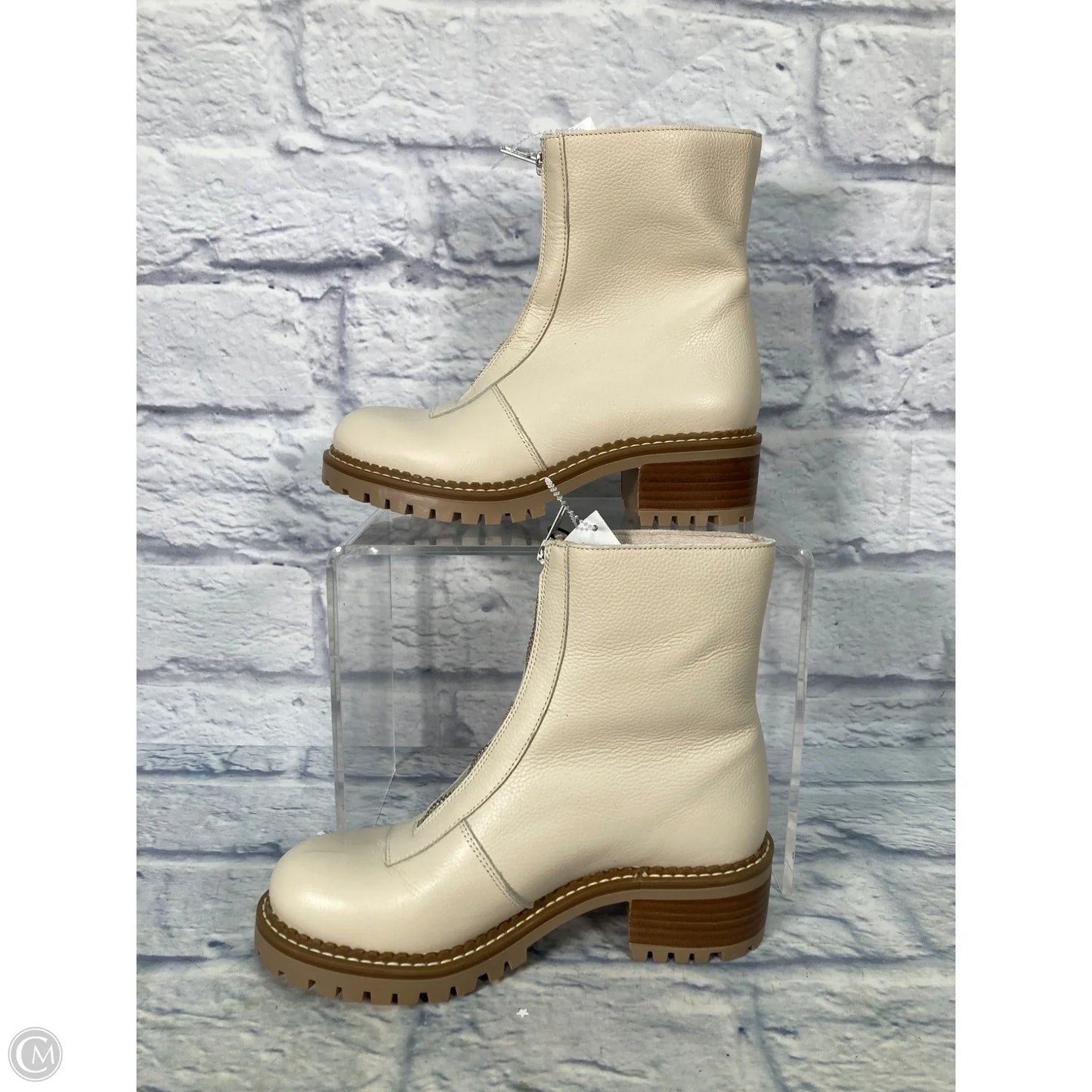 Boots Ankle Heels By Clothes Mentor In Cream, Size: 7.5