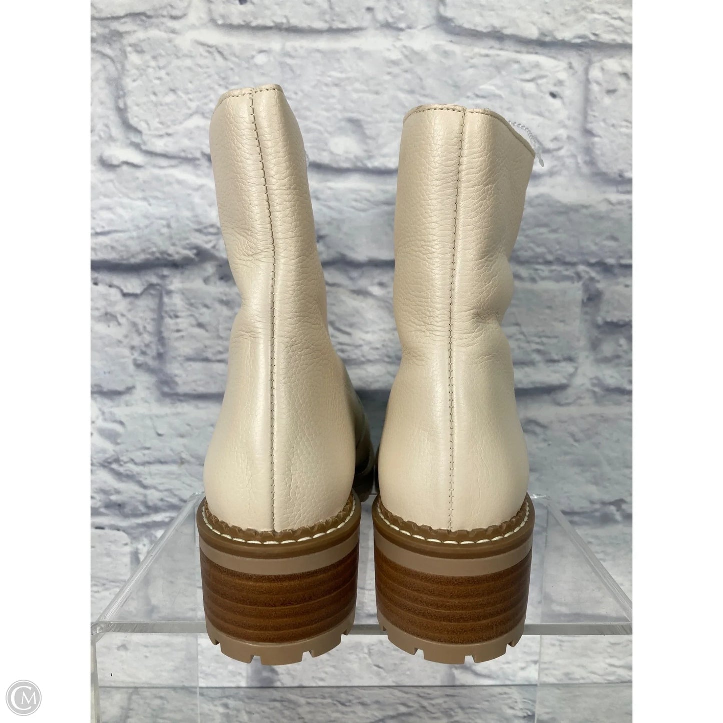 Boots Ankle Heels By Clothes Mentor In Cream, Size: 7.5