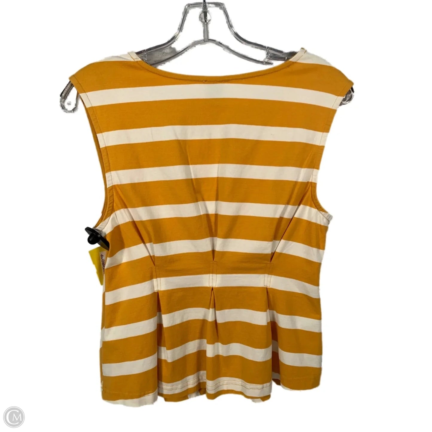 Top Sleeveless By Maeve In White & Yellow, Size: S
