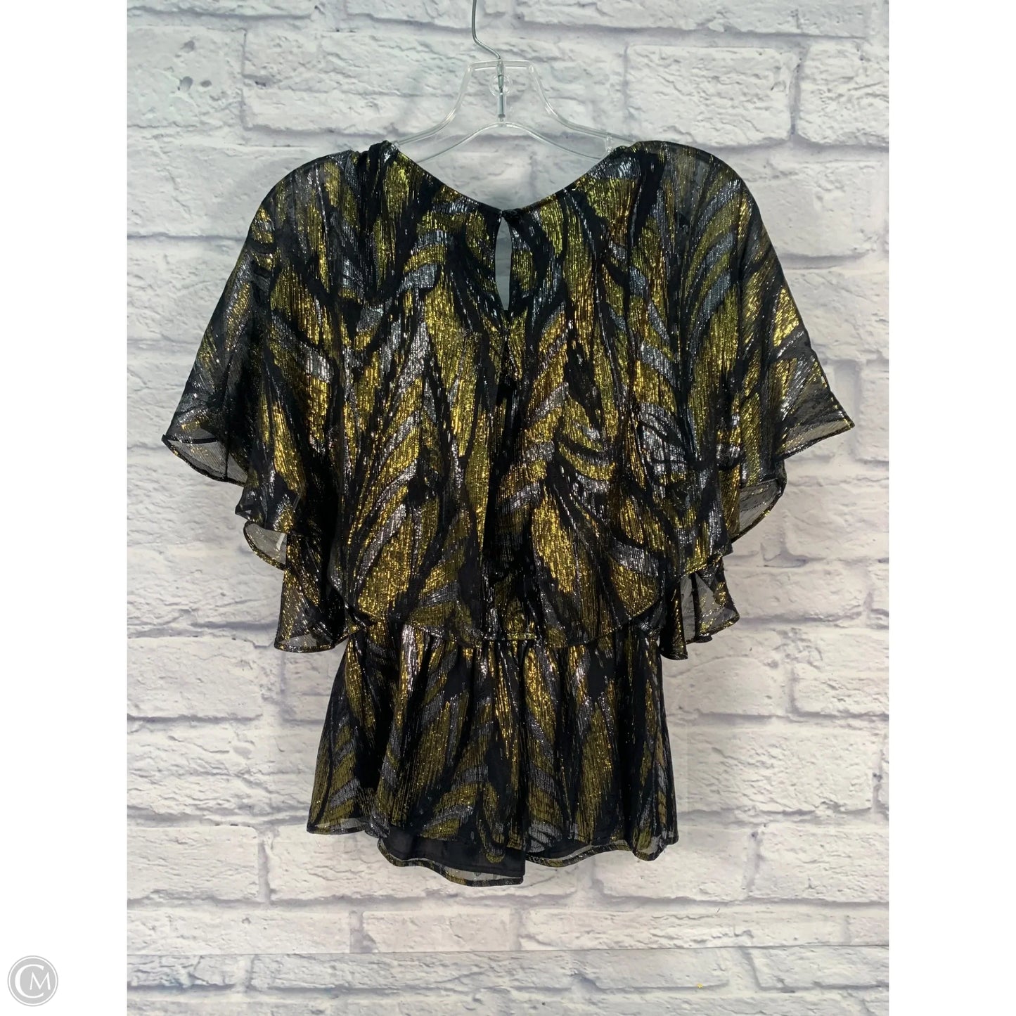 Blouse Short Sleeve By Trina Turk In Black & Gold, Size: S