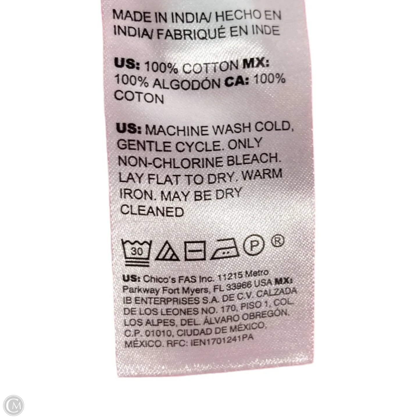 Top Long Sleeve By Chicos In Pink & Red, Size: Xl