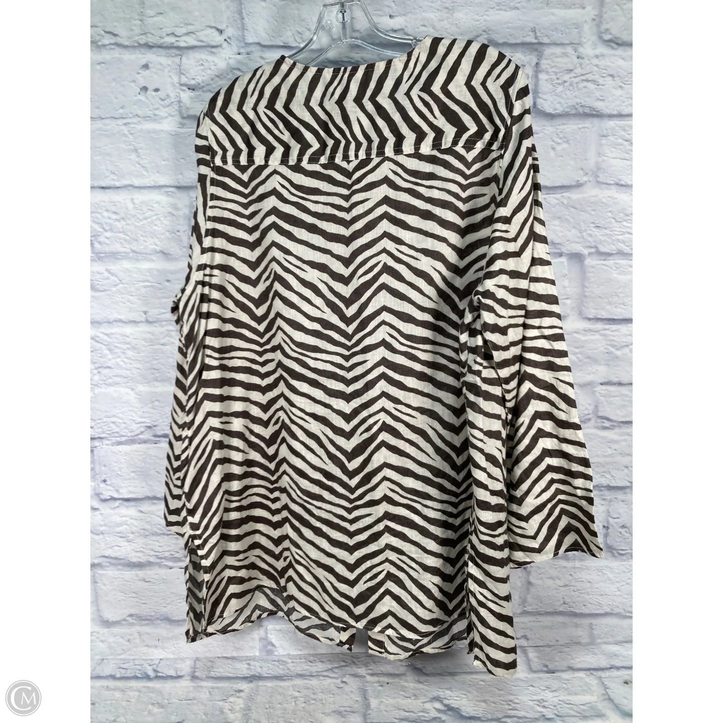 Tunic Long Sleeve By Tahari In Zebra Print, Size: 1x