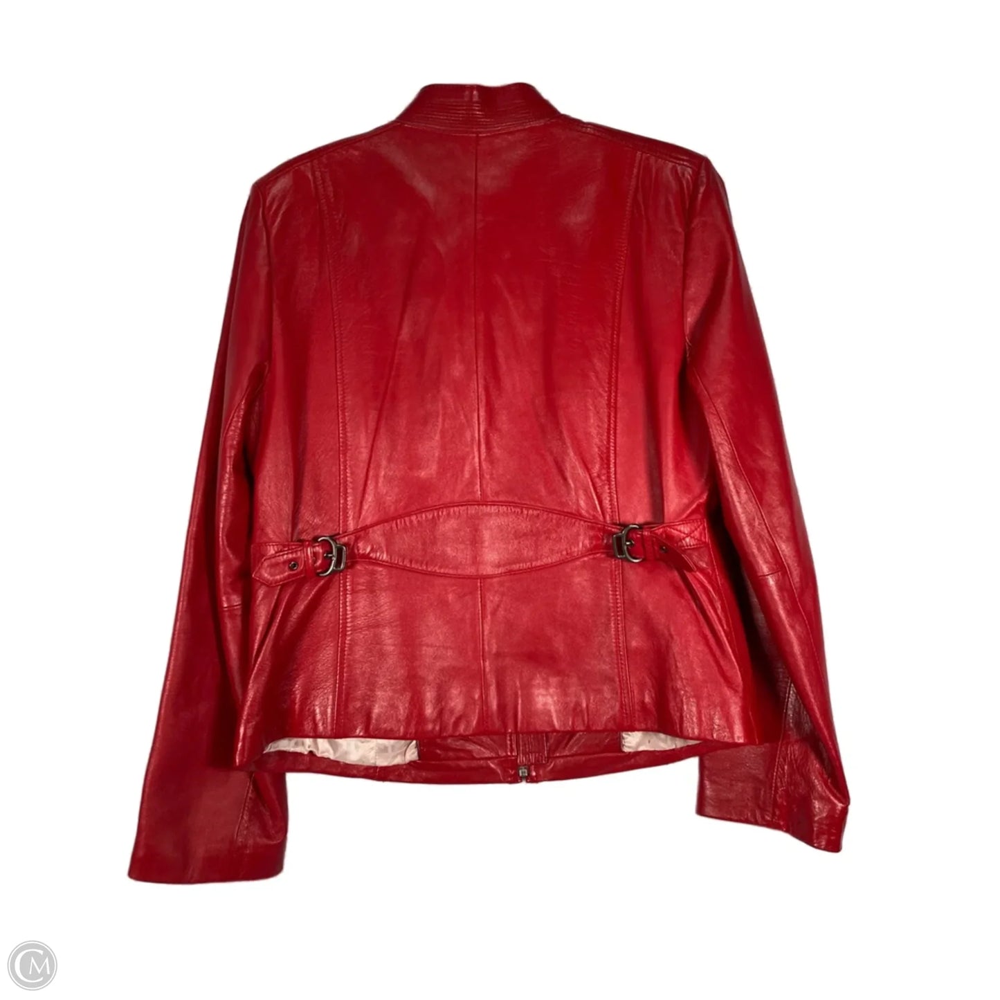 Jacket Moto Leather By Cole-haan In Red, Size: M