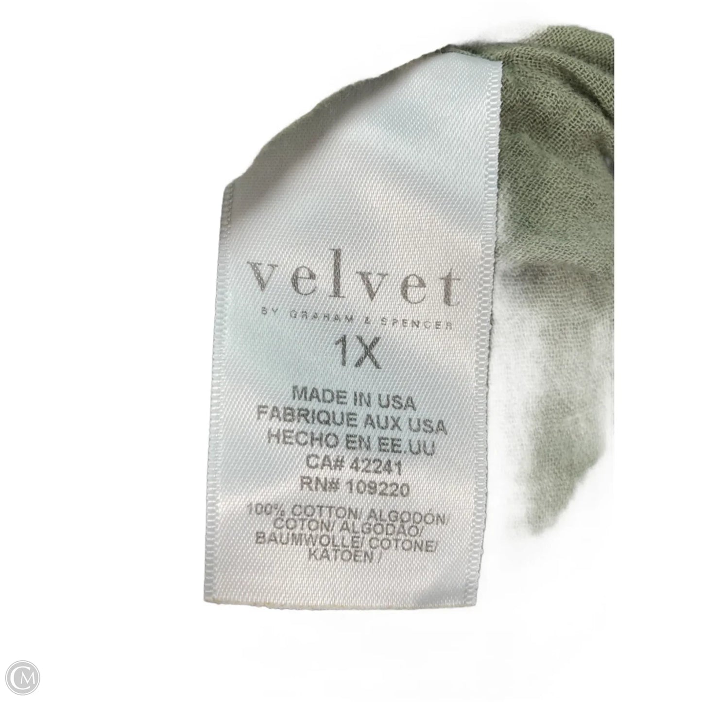 Top Short Sleeve By Velvet By Graham & Spencer In Green, Size: 1x