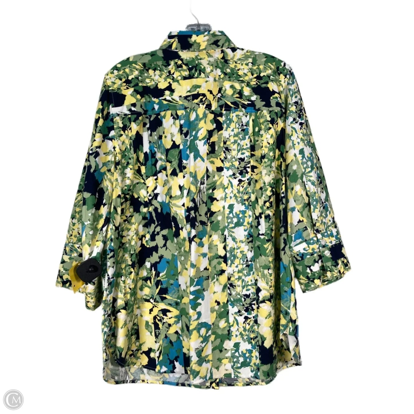 Top 3/4 Sleeve By Chicos In Blue & Green, Size: L