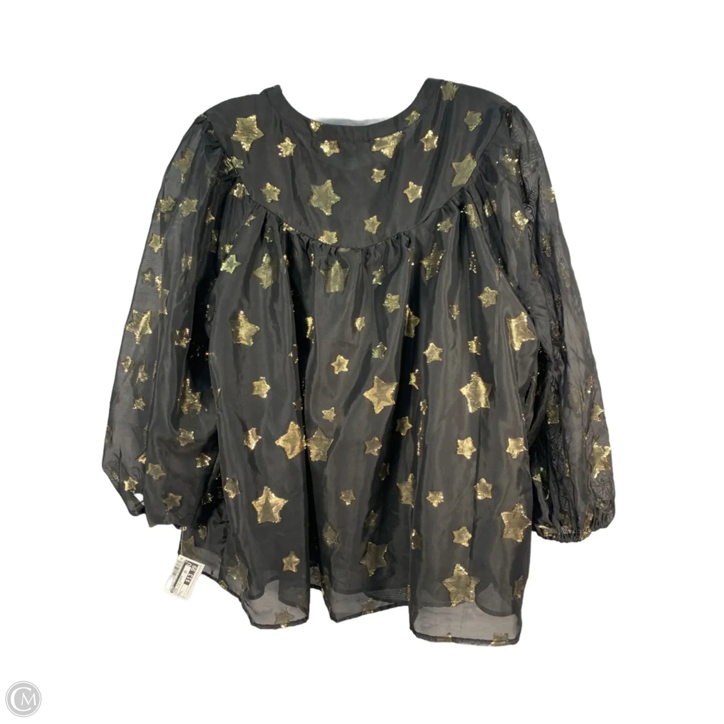 Tunic 3/4 Sleeve By Cato In Black & Gold, Size: L
