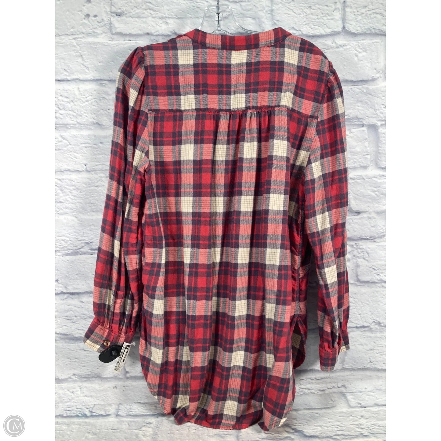 Top Long Sleeve By Anthropologie In Cream & Red, Size: 14