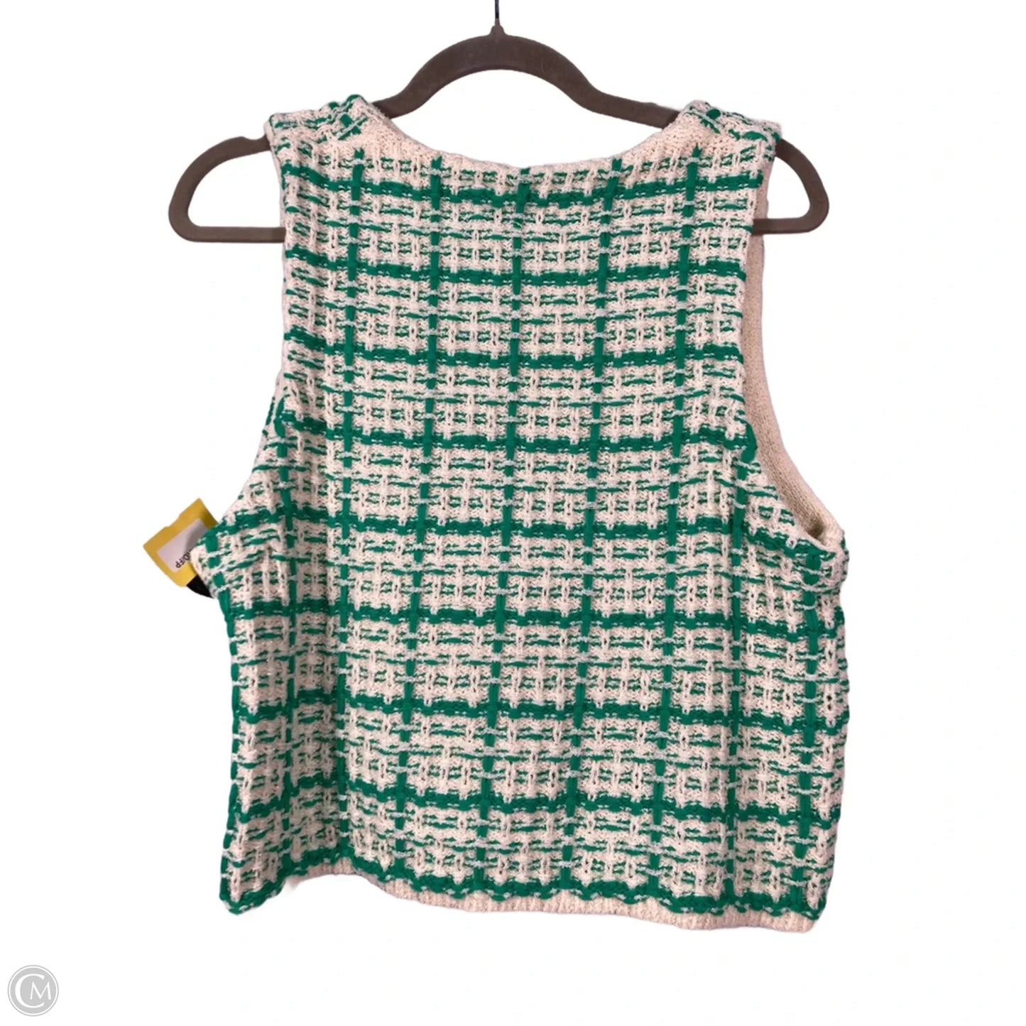 Vest Sweater By Anthropologie In Cream & Green, Size: S