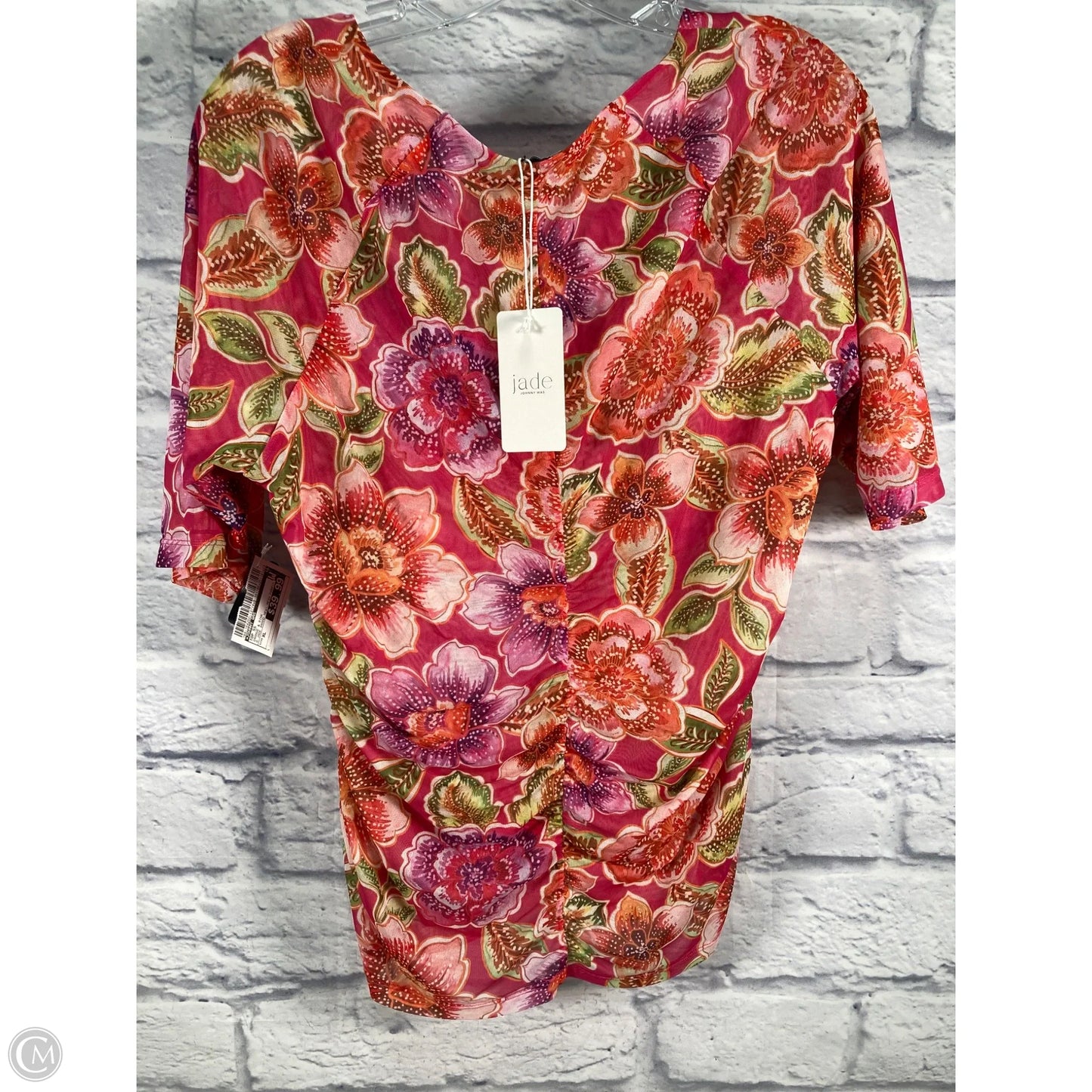Top Short Sleeve By Johnny Was In Orange & Pink, Size: Xl