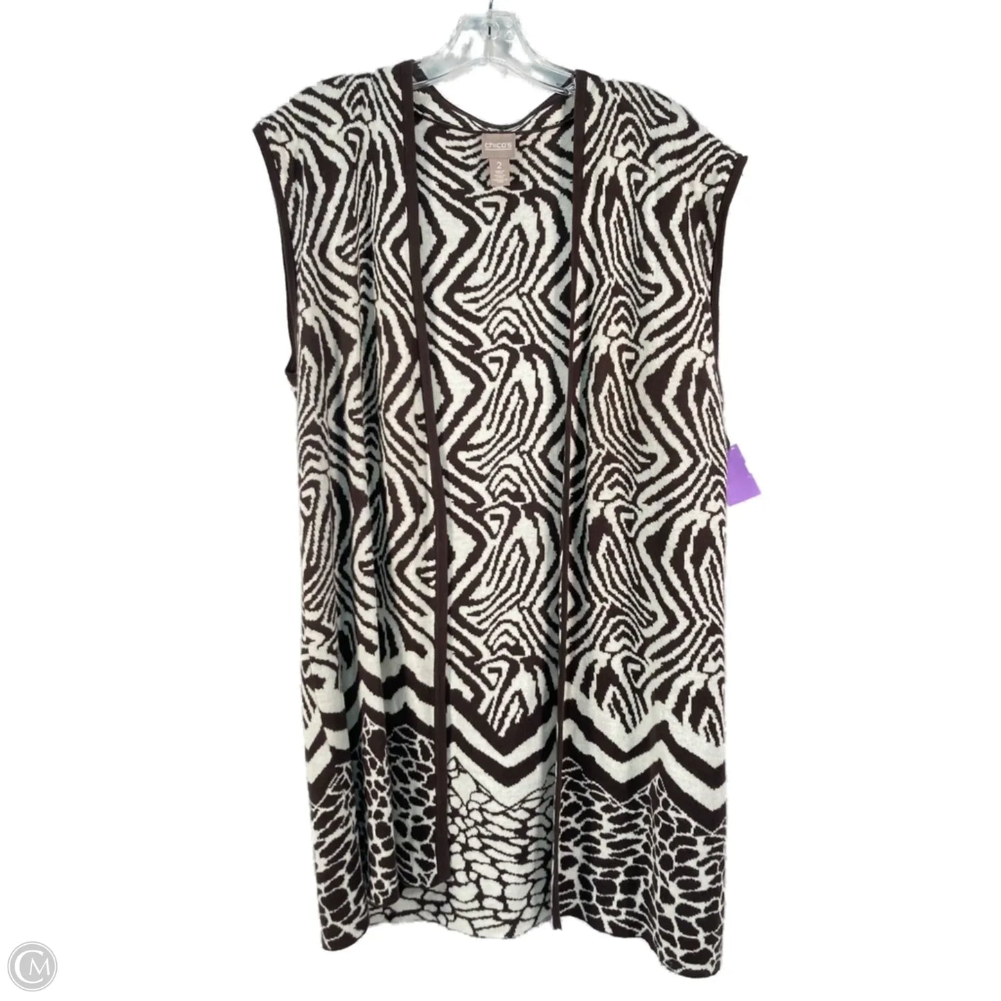 Sweater Cardigan By Chicos In Animal Print, Size: L